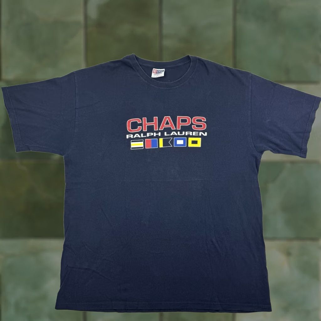 Chaps VINTAGE Chaps Ralph Lauren T Shirt Adult Large Blue 90s USA Flag Shirt Mens Size US L / EU 52-54 / 3 - 1 Thumbnail