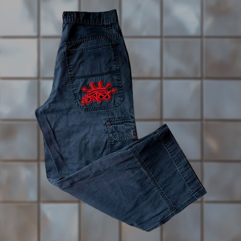 JNCO VINTAGE JNCO Cargo Pants 32 Black Baggy Y2K Streetwear Tribal Logo Size US 32 / EU 48 - 1 Thumbnail