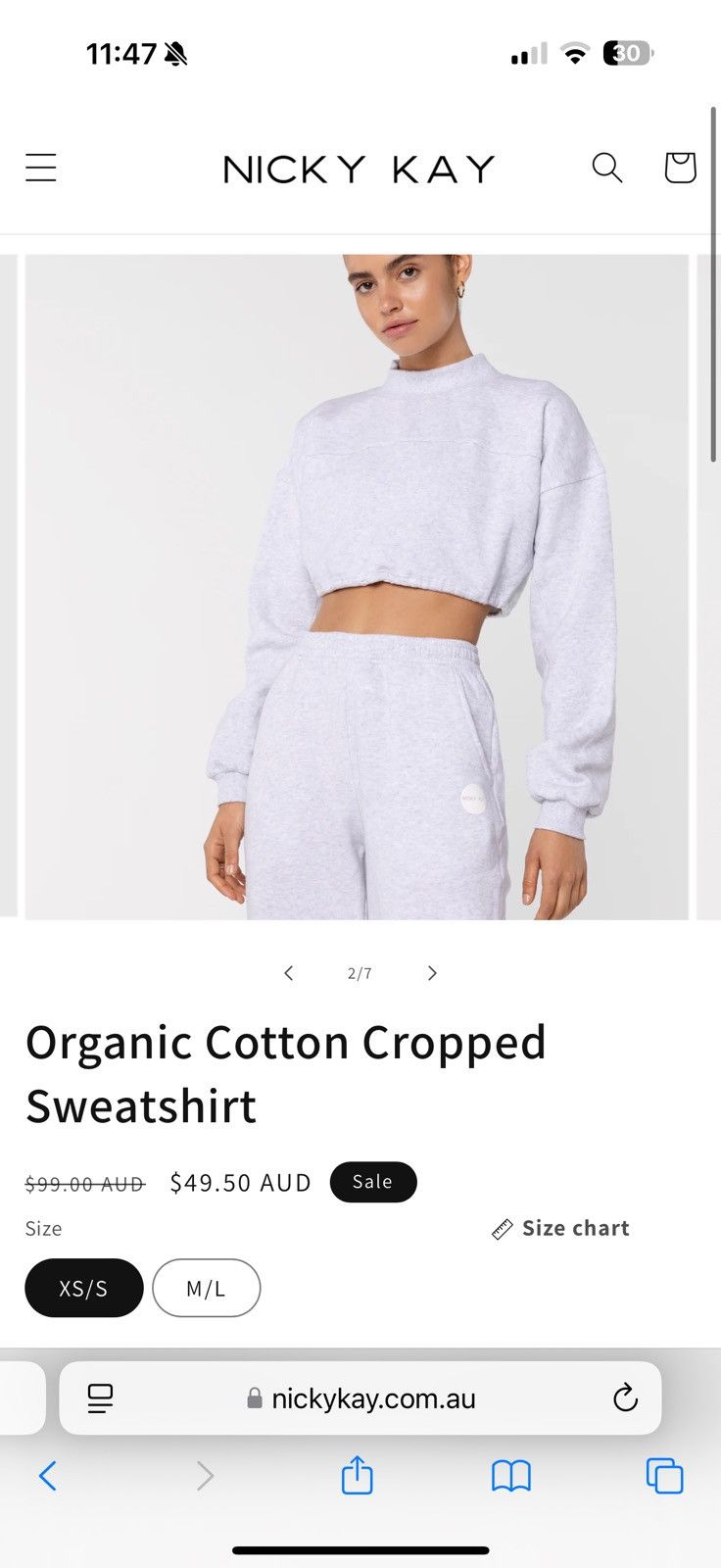 Other NICKY KAY Cotton Cropped Sweatshirt Size S / US 4 / IT 40 - 2 Thumbnail