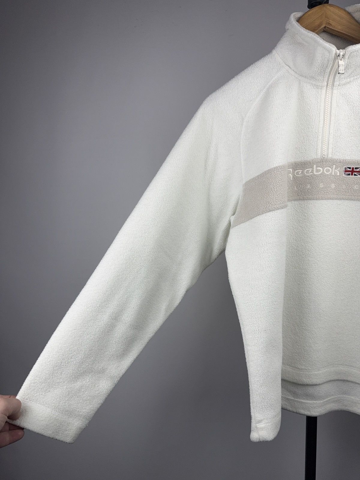 Reebok Vintage 00s Reebok Classic White Fleece Quarter Zip Size M/L Size US M / EU 48-50 / 2 - 5 Thumbnail
