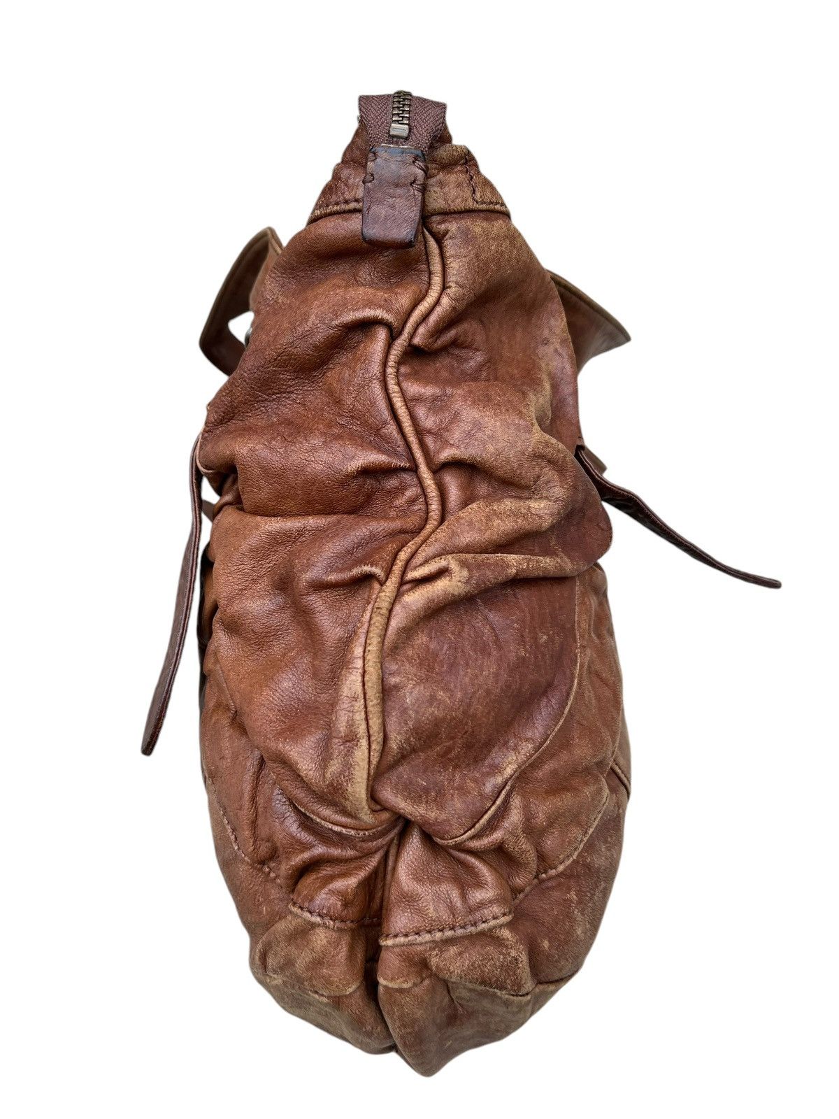 Leather Trashed Zucca Japan Distress Patina Leather Bag Tote Size ONE SIZE - 14 Thumbnail