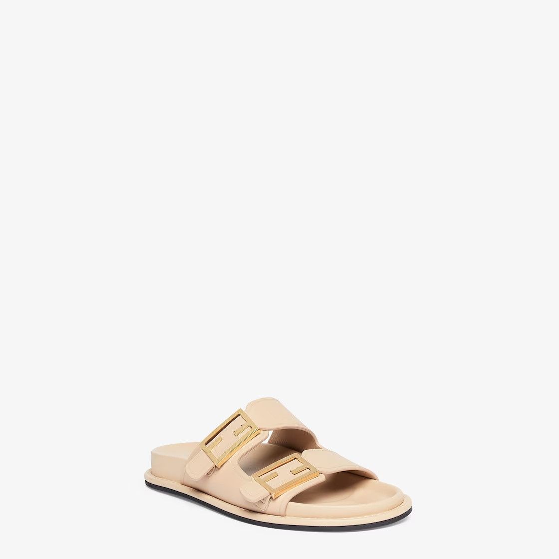 Fendi os11x0526 FF Leather Slides in Beige Size US 7 / IT 37 - 4 Thumbnail