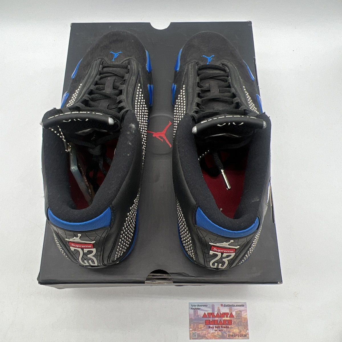 Jordan Brand Supreme x air Jordan 14 black varsity Royal Size US 12 / EU 45 - 7 Thumbnail