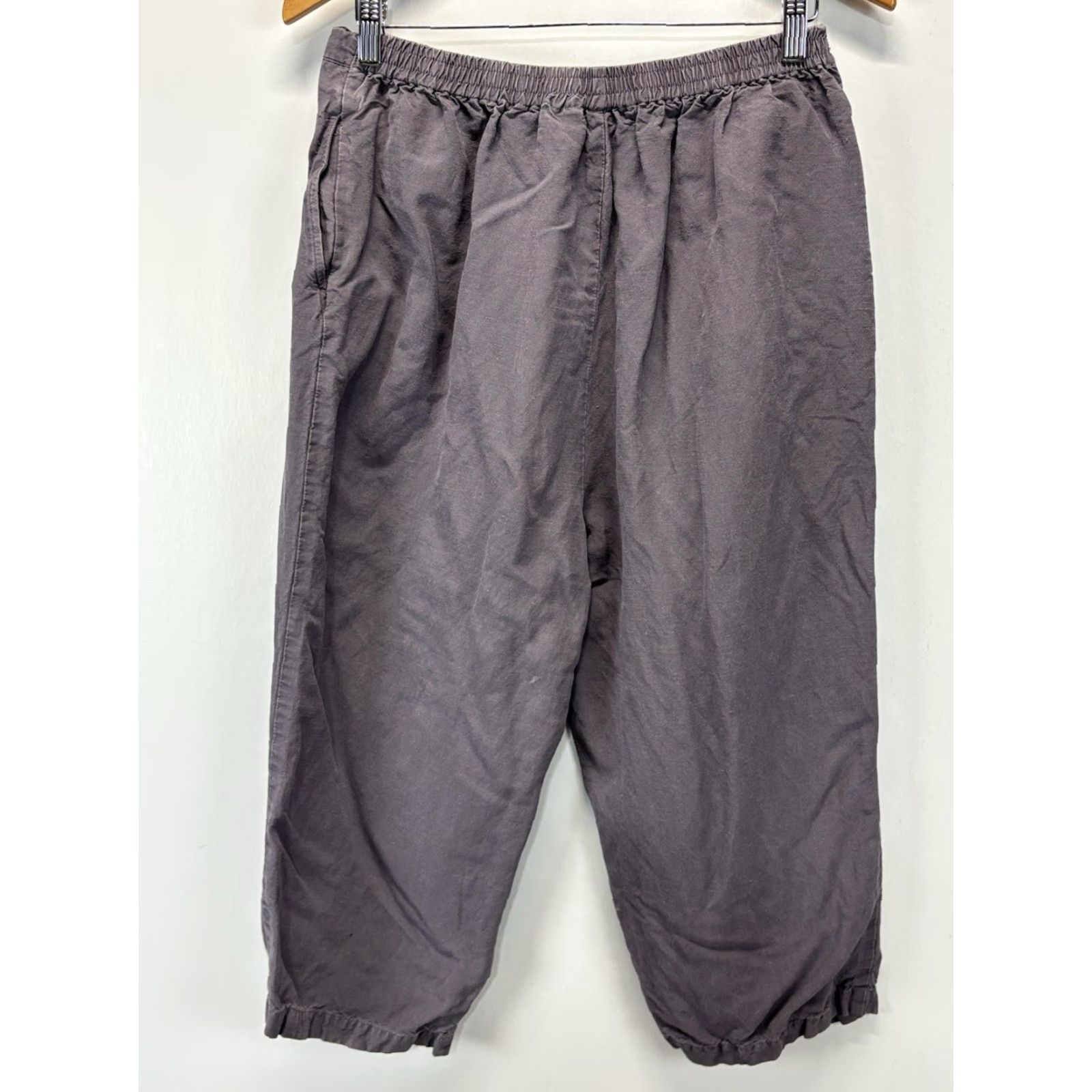 Vintage ASZ Studio Linen Blend Capri Crop Pants XL Womens Grey Drawstring Lagenlook Pants Size 40" / US 18 - 3 Thumbnail