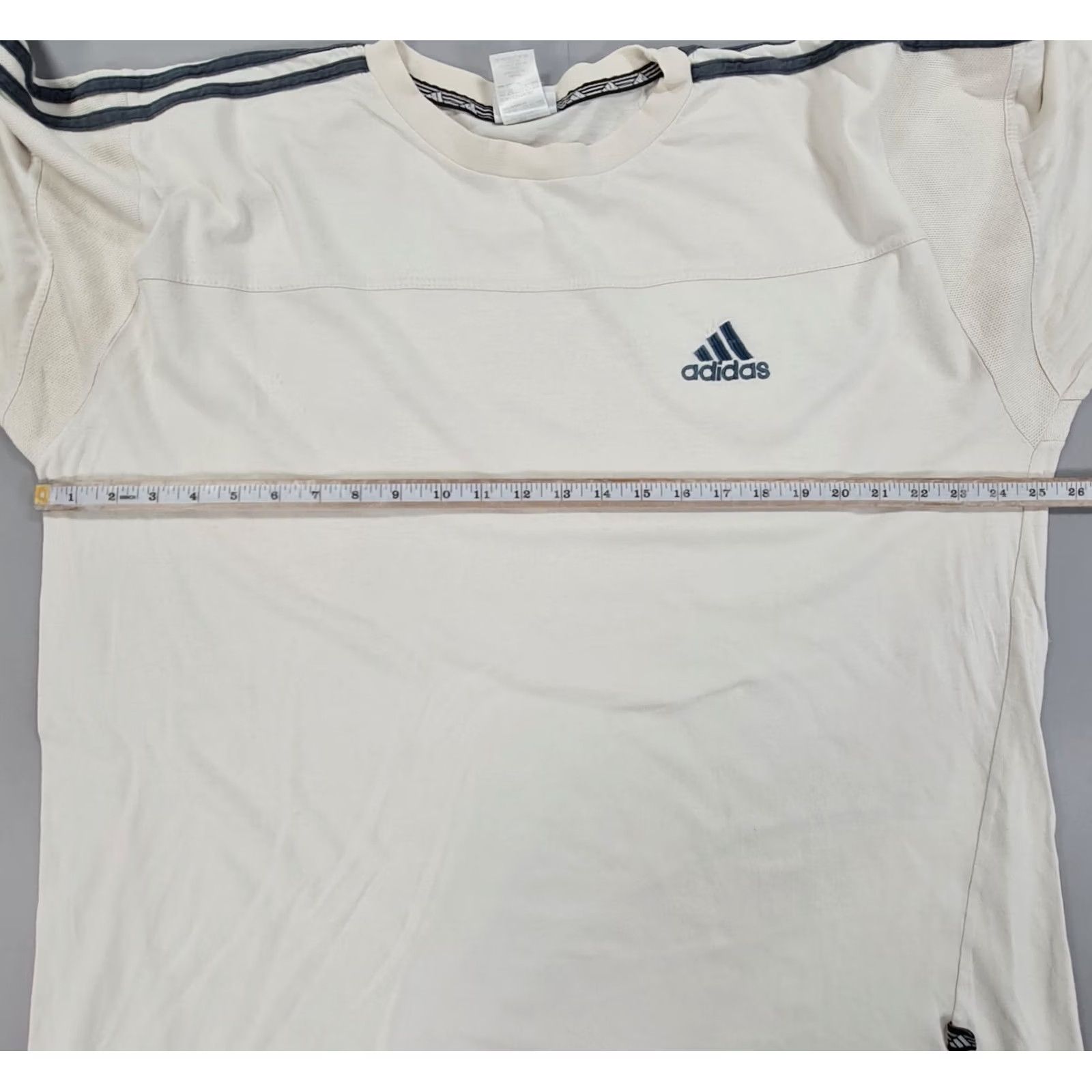 Adidas adidas Mens T Shirt Ivory XL Vintage Tee 90s Logo Crew Neck Short Sleeve Sports Mens Vintage XL Ivory Adidas Shirt 90s Size US XL / EU 56 / 4 - 6 Thumbnail