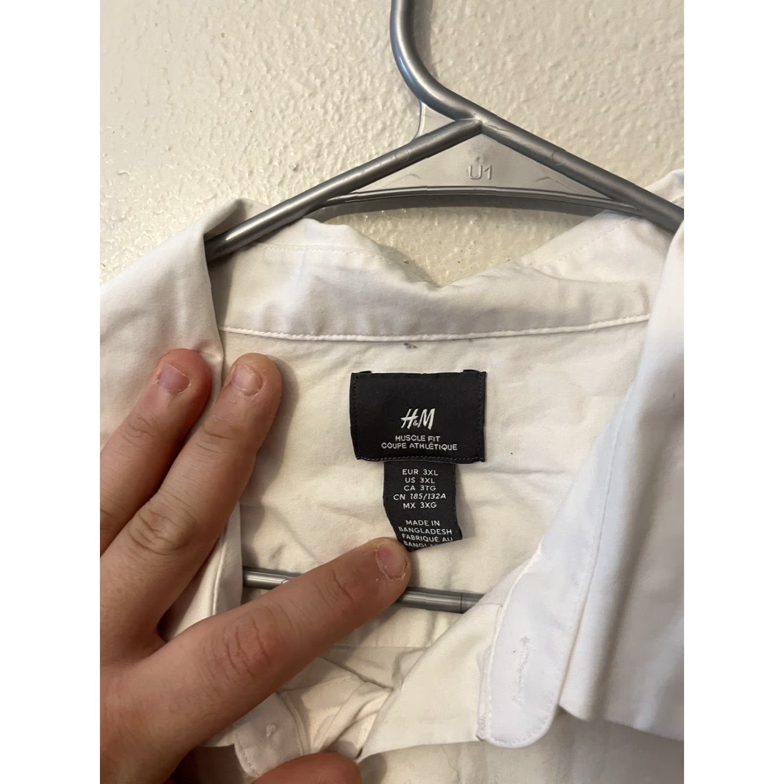 H&M H&M Muscle Fit Button Down Shirt - 3XL White Casual Short Sleeve Mens Size US XXL / EU 58 / 5 - 2 Thumbnail