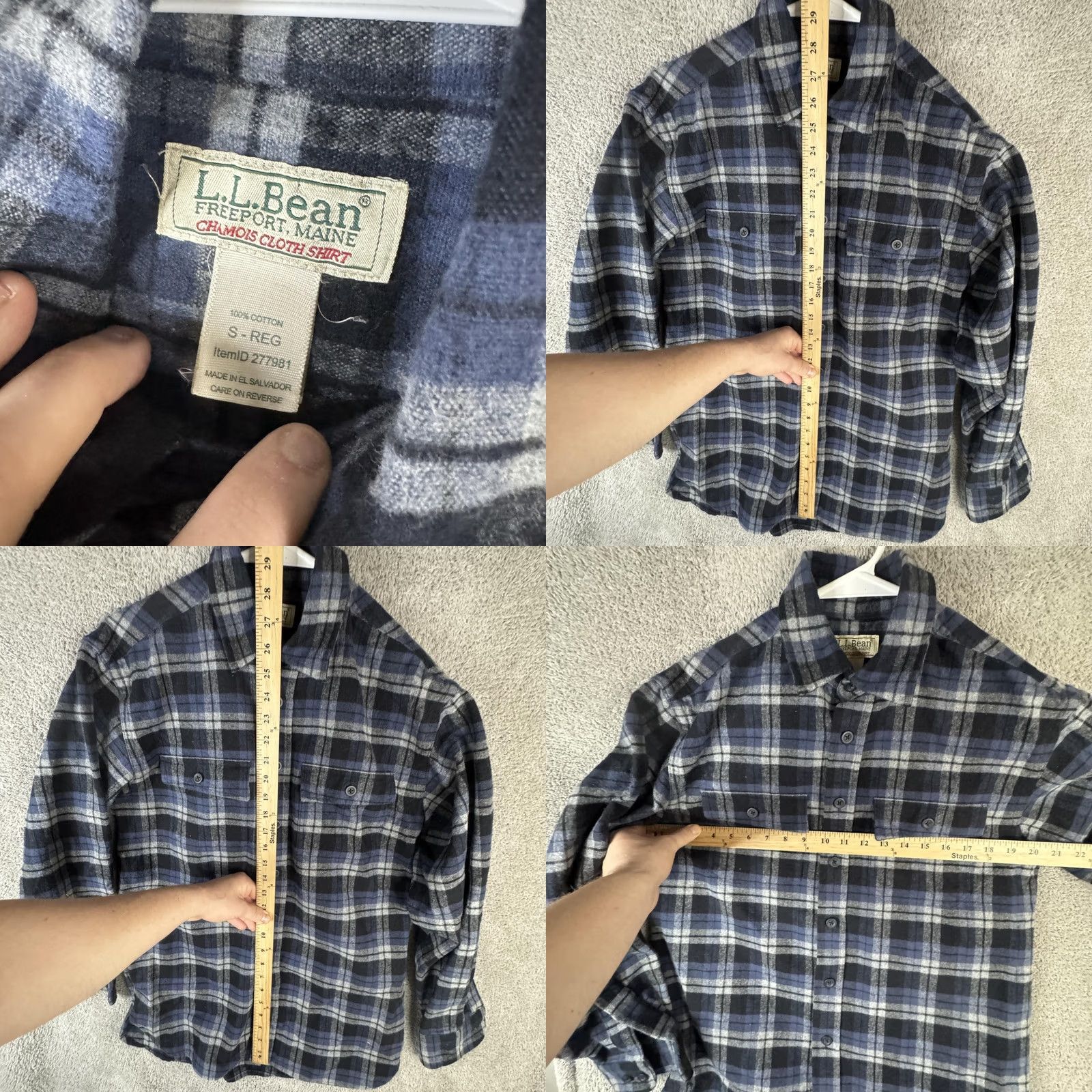 Vintage L.L. Bean Shirt Mens Small Blue Plaid Chamois Flannel Button Front Long Sleeve Size US S / EU 44-46 / 1 - 8 Thumbnail