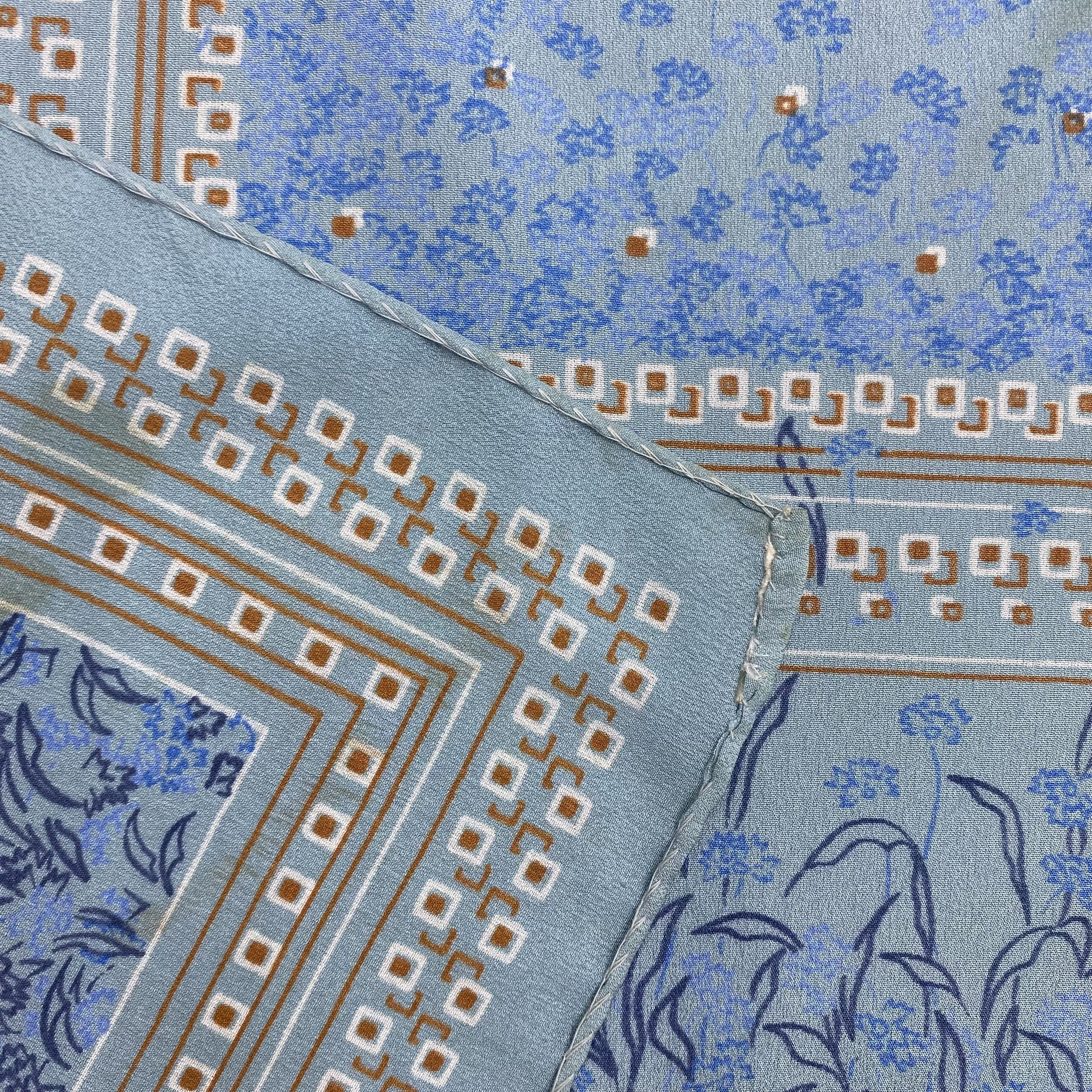 Japanese Brand Vintage Flower Grid SILK Scarf Twill Stole Wraps Scarves Size ONE SIZE - 10 Thumbnail