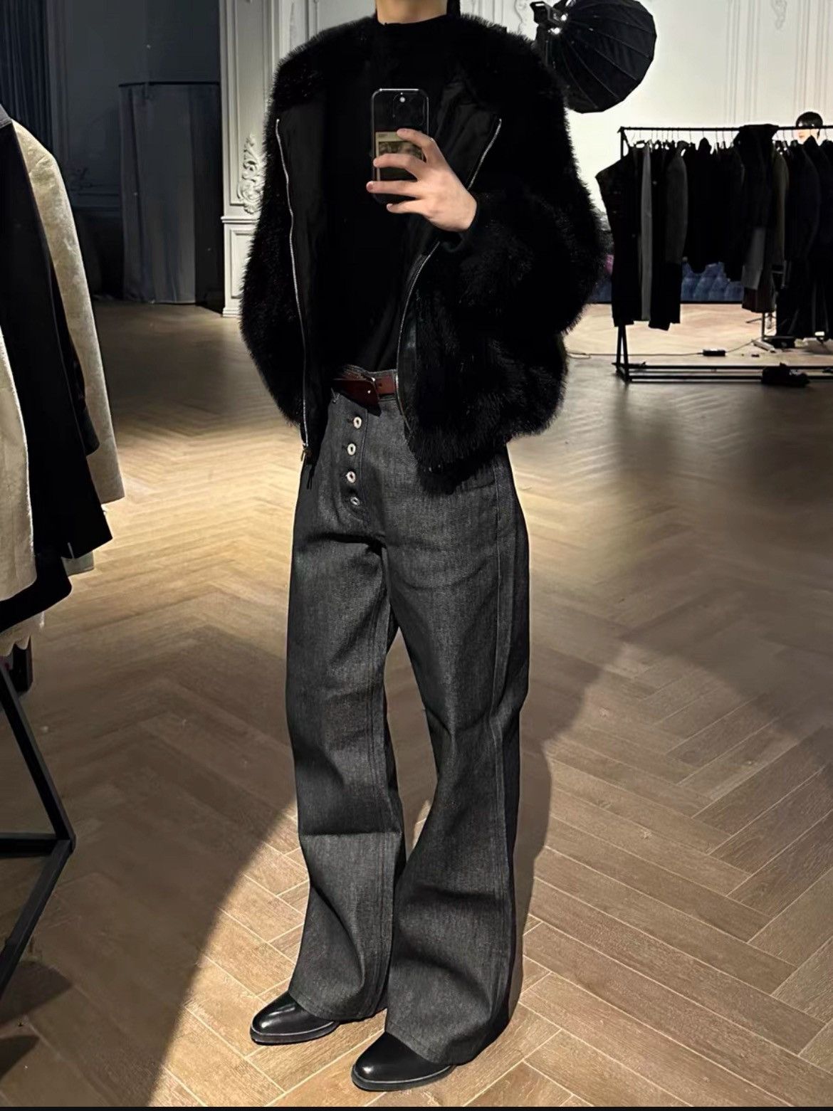 Japanese Brand THE BUTCHER RIOT raw denim jeans wide fit open button flye Size US 28 / EU 44 - 12 Thumbnail