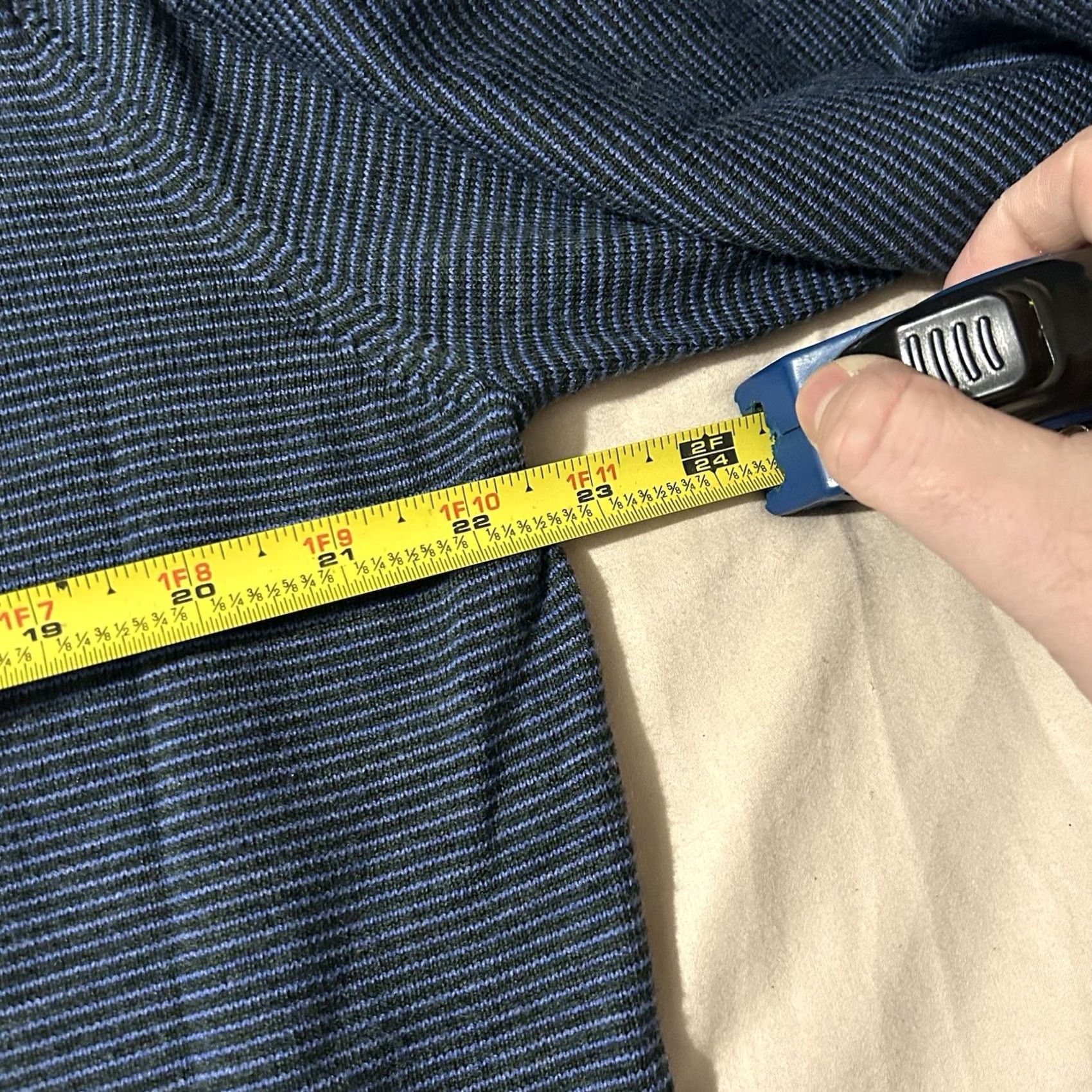 Peter Millar Peter Millar Sweater Mens L Wool Quarter Zip Striped Merino Blue Size US L / EU 52-54 / 3 - 6 Thumbnail