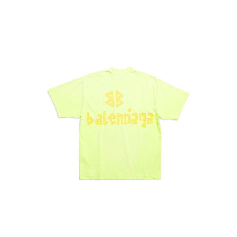 Balenciaga o1tr1nto1225 Tape Type T-Shirt Medium Fit in Neon Yellow Size US M / EU 48-50 / 2 - 2 Thumbnail