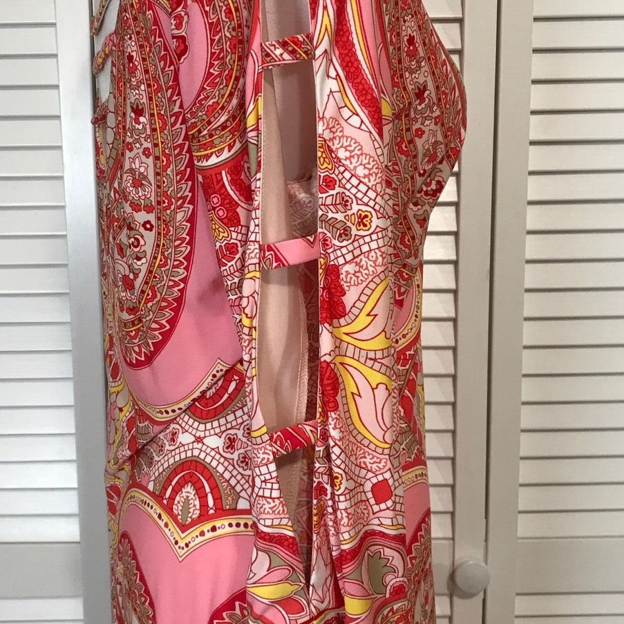 Other Sandra Darren Paisley Long Sleeve Shift Midi Dress 10 Size L / US 10 / IT 46 - 8 Thumbnail