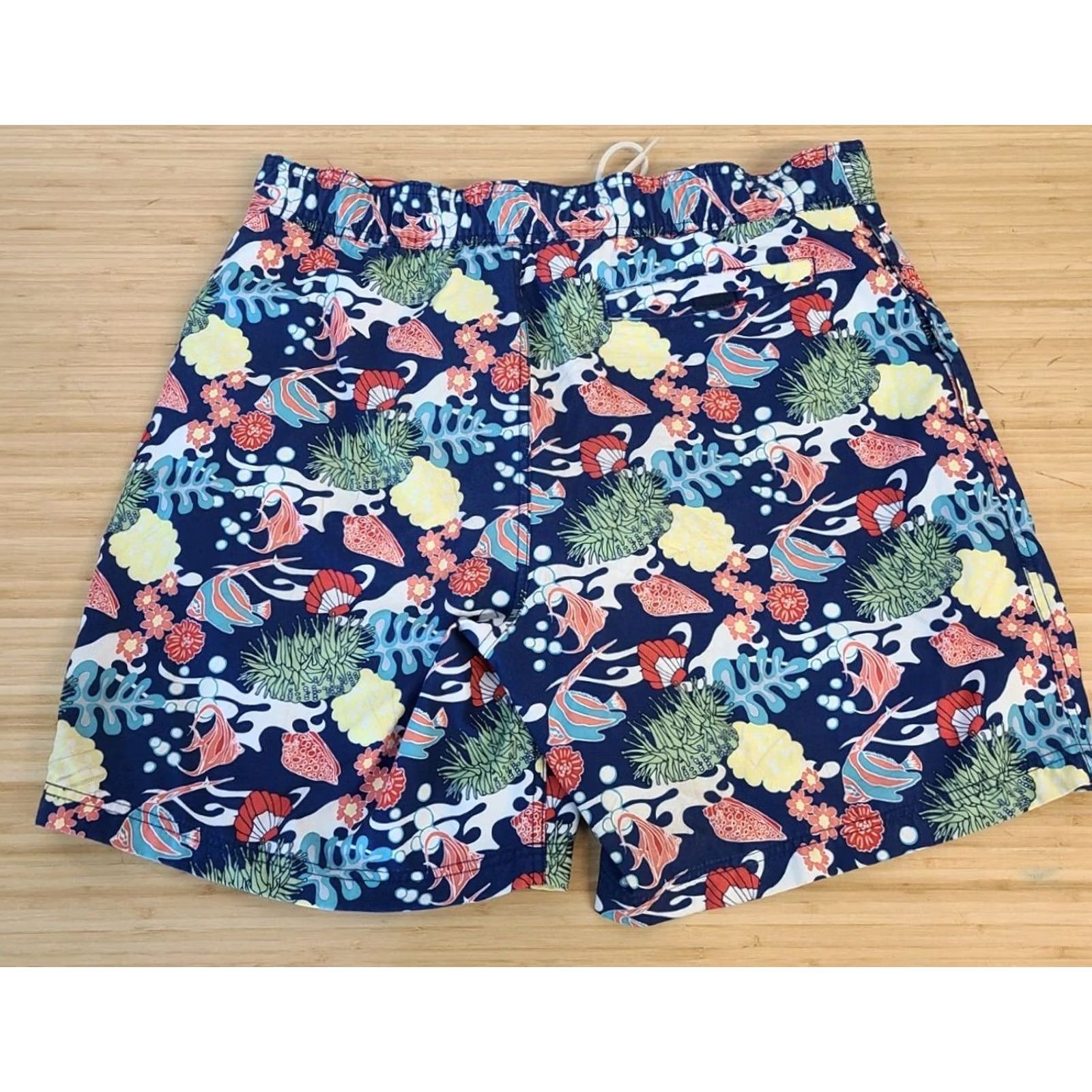 Nautica Nautica Shorts Mens L Blue Swim Trunks Men Size Swimming Coral Reef Fish Print Pockets Size US 33 - 4 Thumbnail