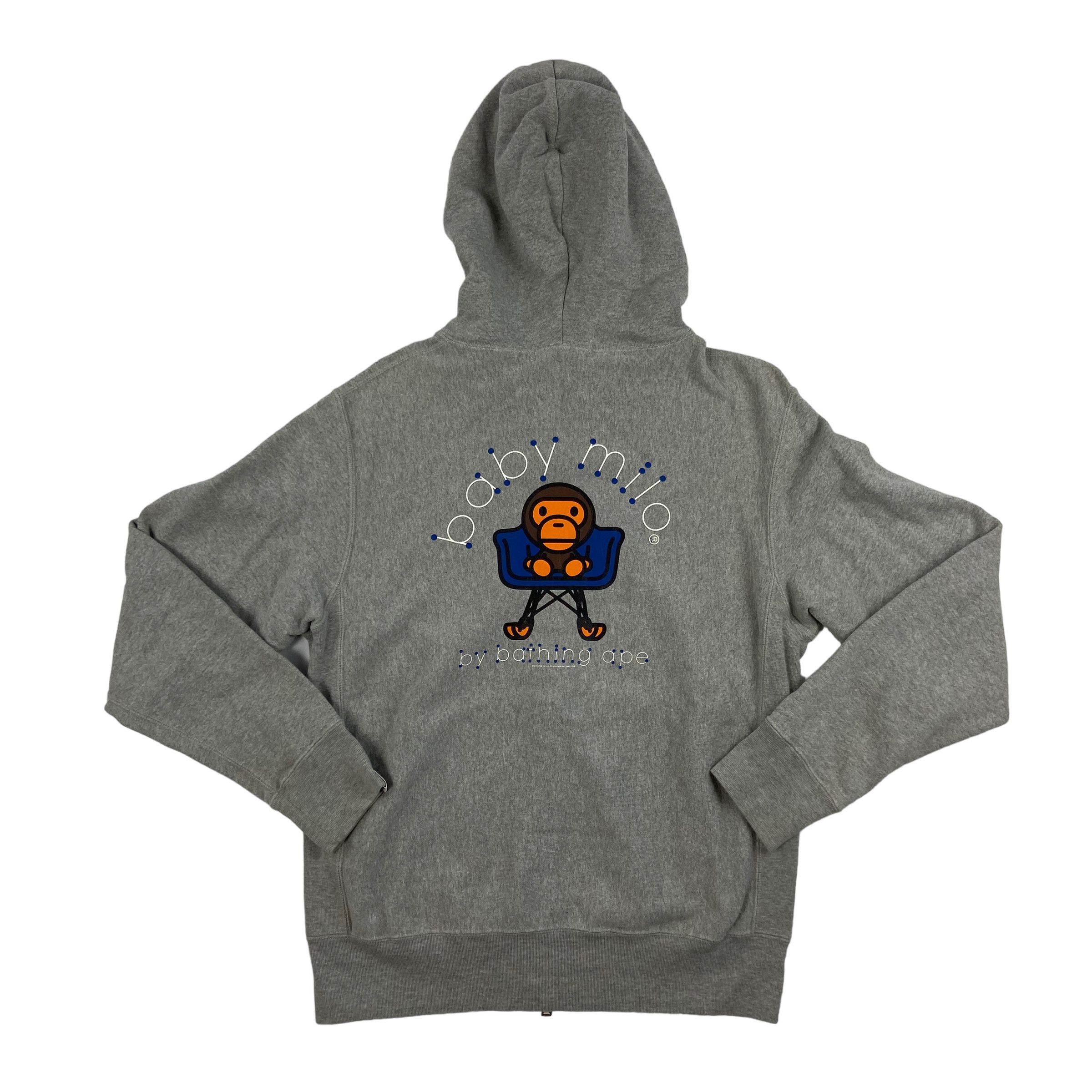 image of 2008 Bape Baby Milo "eames" Hoodie in Grey, Men's (Size Small)