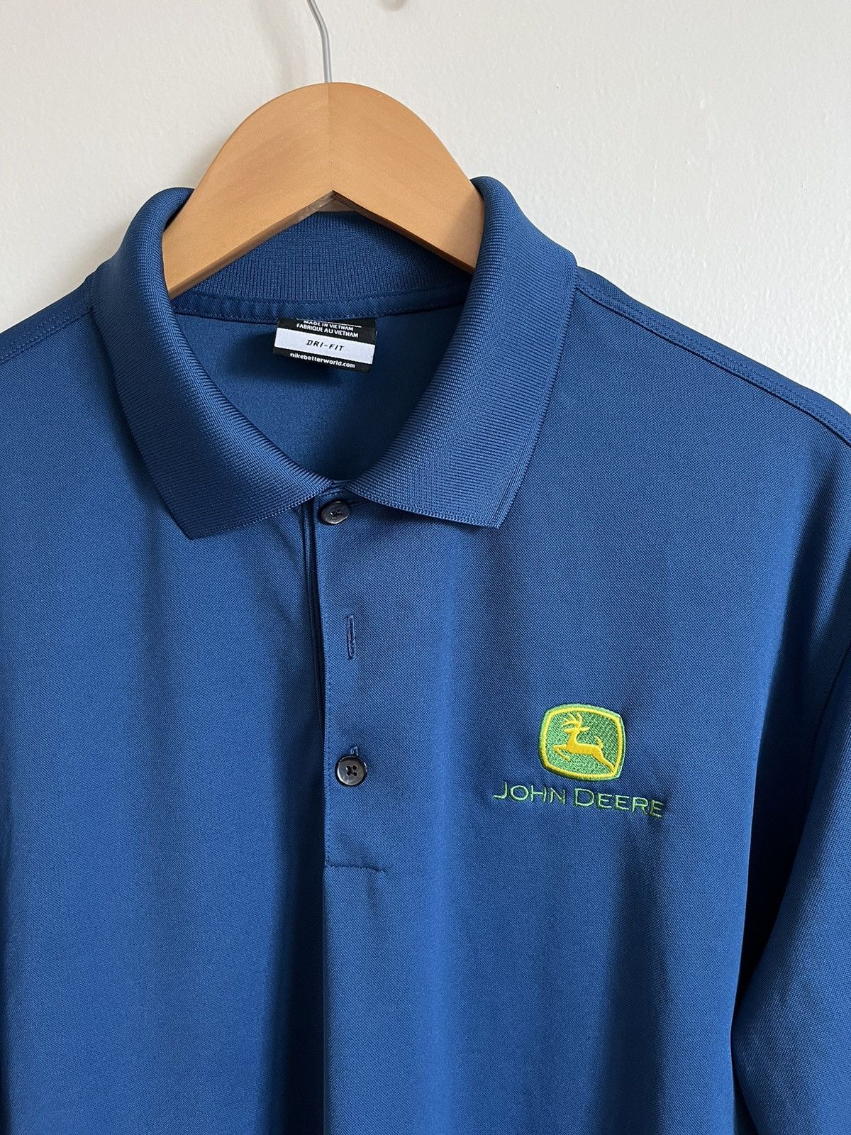 John Deere Nike Golf Dri-Fit Micro Pique Polo Shirt Size US L / EU 52-54 / 3 - 2 Thumbnail