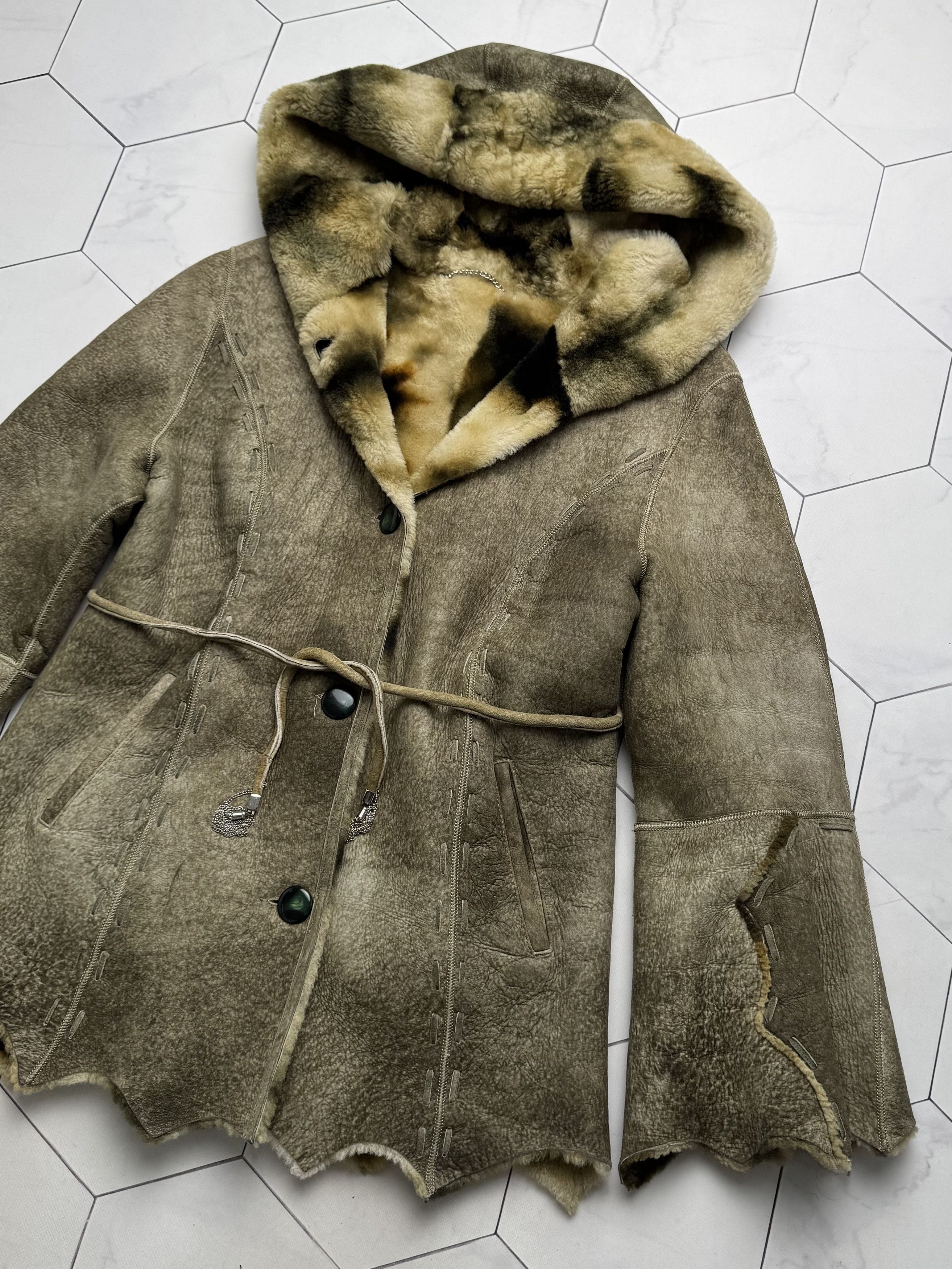 Vintage Vintage Real Sheepskin Hooded Coat (B505)E2D15 Size S / US 4 / IT 40 - 3 Thumbnail