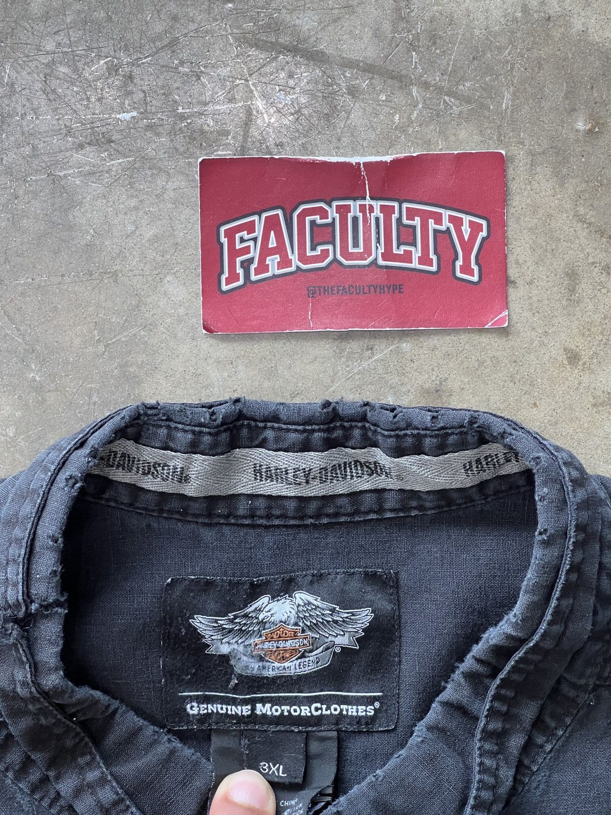 Harley Davidson × Vintage Vintage Thrashed Harley Davidson Motorcycle Vest Shirt 3XL Size US XXL / EU 58 / 5 - 4 Thumbnail
