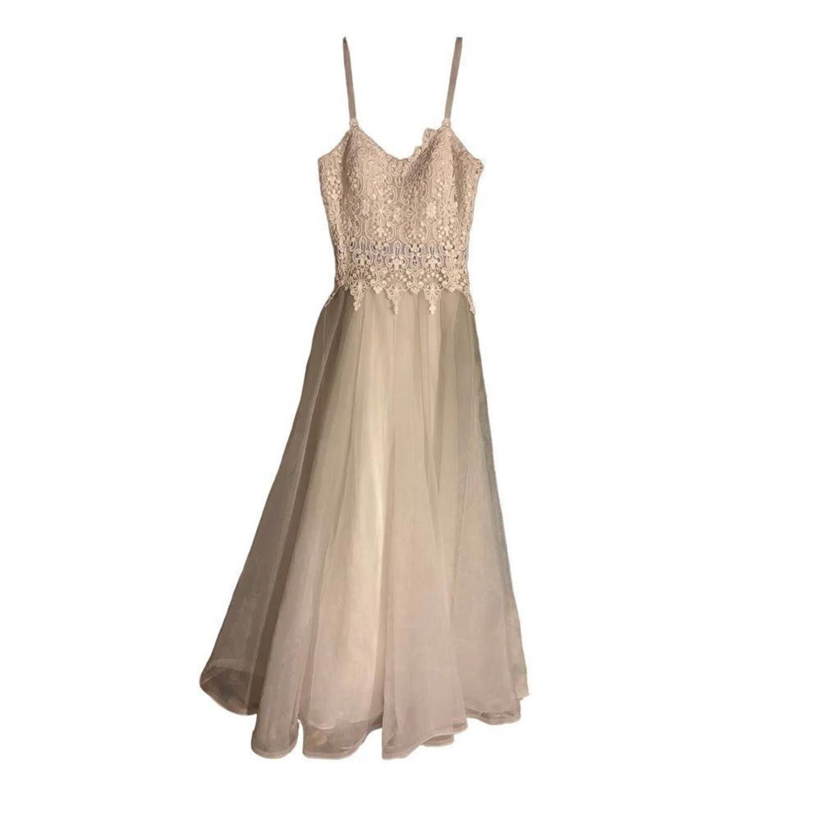 Designer Vintage 90s Alyce Designs White Lace Coquette Dress Size S / US 4 / IT 40 - 2 Thumbnail