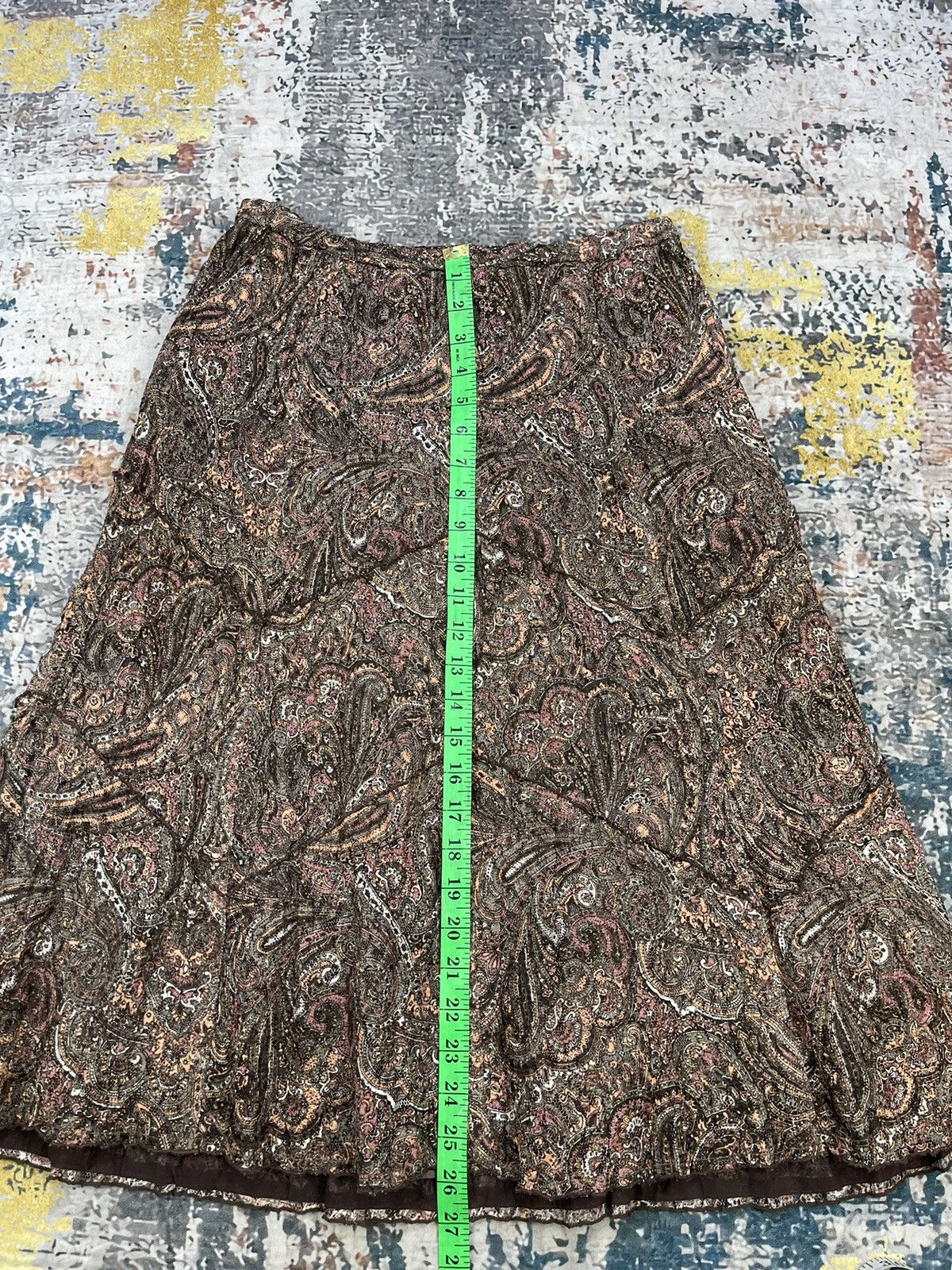 Longchamp Longchamp Zig Zag Brown Paisley Midi Skirts Size 29" - 8 Thumbnail
