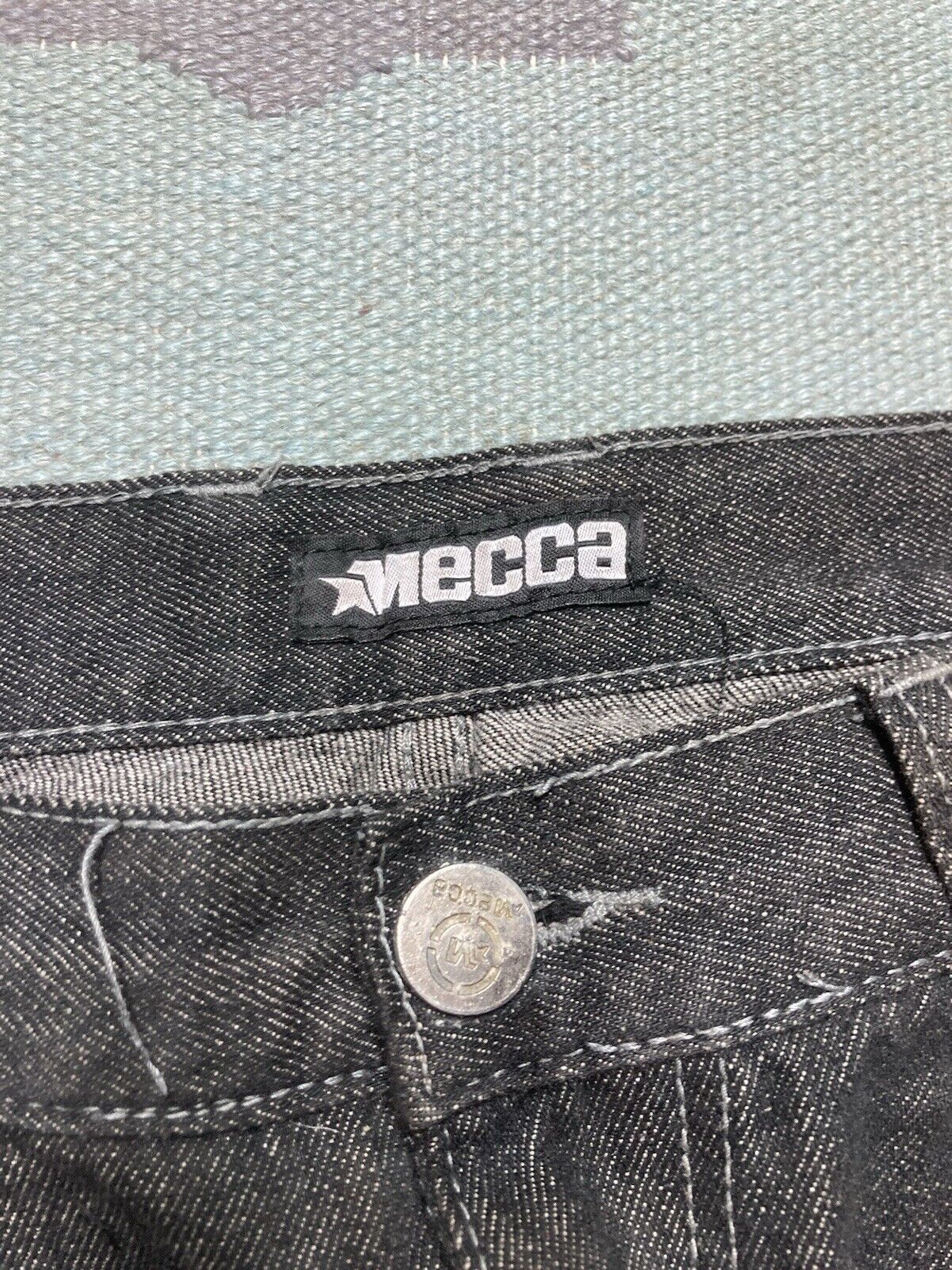 Mecca × Vintage VTG y2k baggy jeans Mecca embroidered black skater 34x28 Size US 34 / EU 50 - 8 Thumbnail