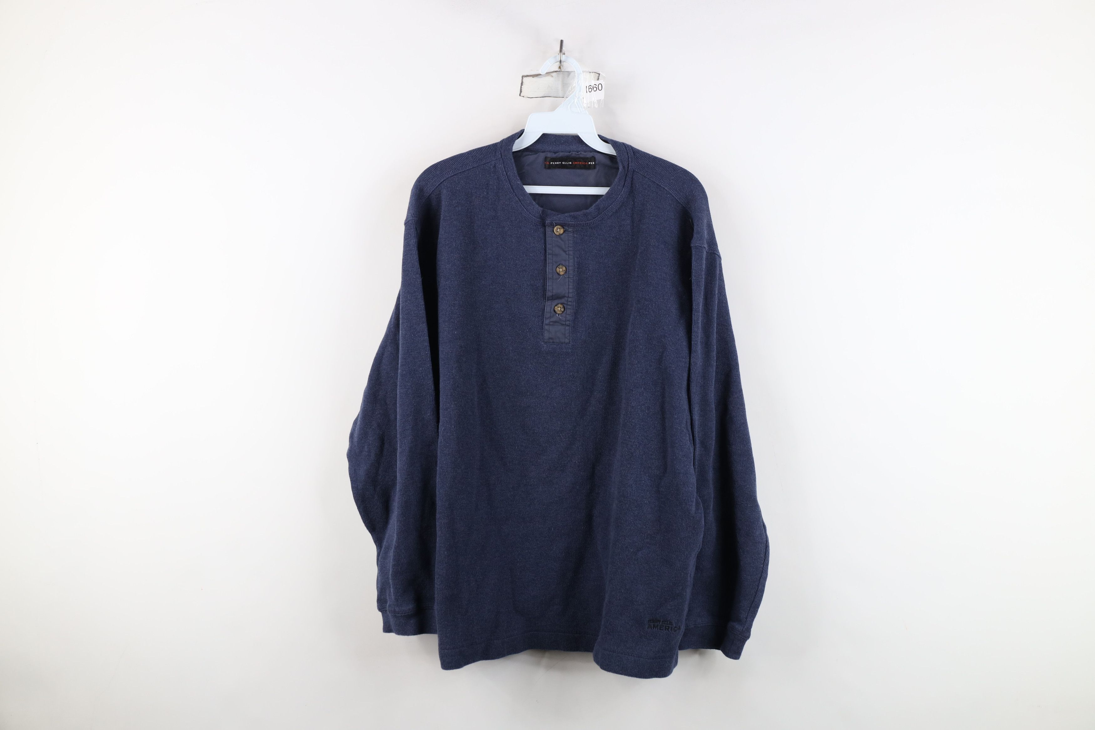 Vintage Vintage 90s Streetwear Ribbed Long Sleeve Henley T-Shirt Size US L / EU 52-54 / 3 - 1 Thumbnail