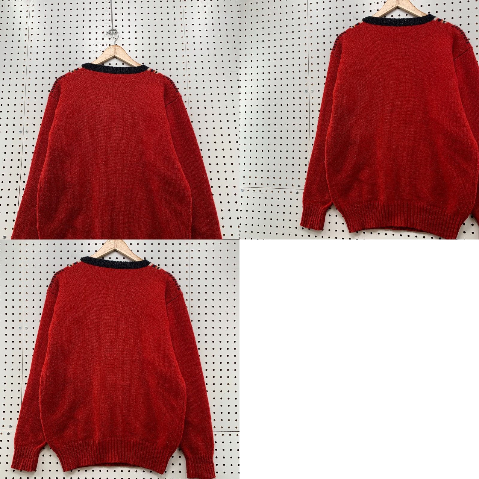 Pringle Of Scotland VINTAGE Pringle Of Scotland Wool Knit Sweater Red Mens Large 3D Knit Striped Size US L / EU 52-54 / 3 - 9 Thumbnail