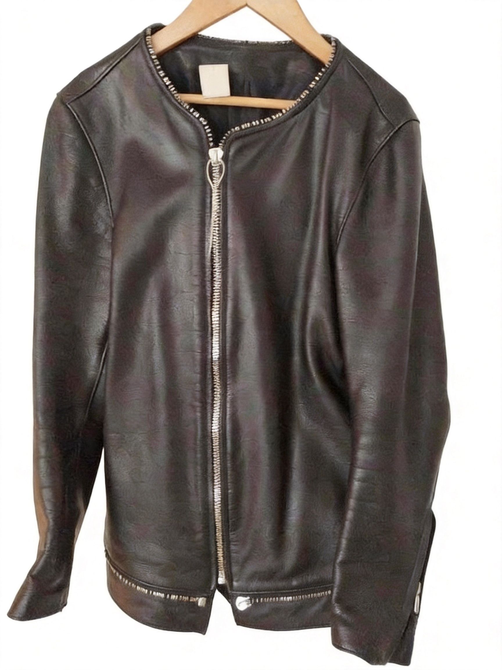 N.Hoolywood N.HOOLYWOOD Collarless Leather Jacket | Grailed