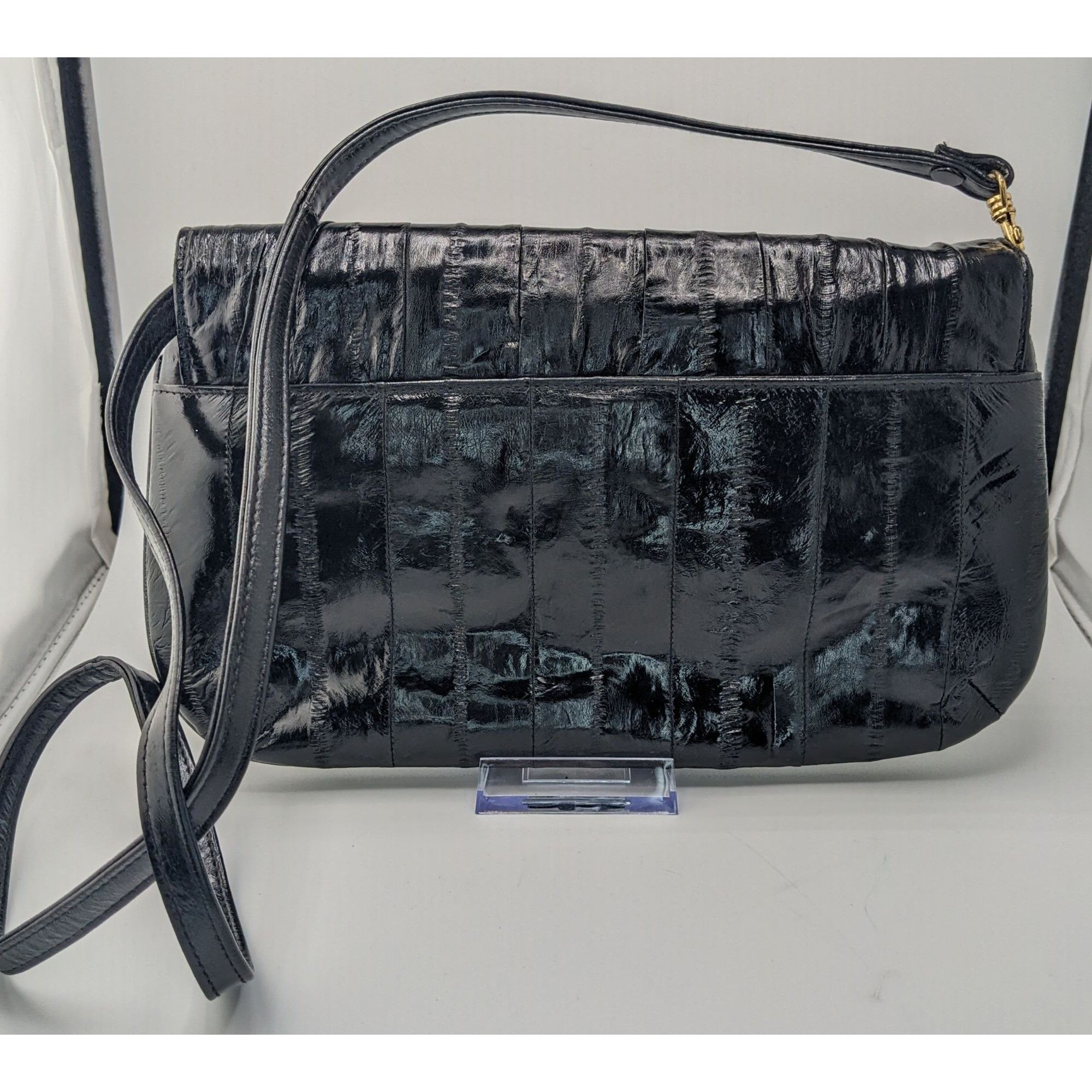 Other Vintage 80s Black Eel Skin Shoulder Bag With Gold Accents Ma Size ONE SIZE - 8 Thumbnail