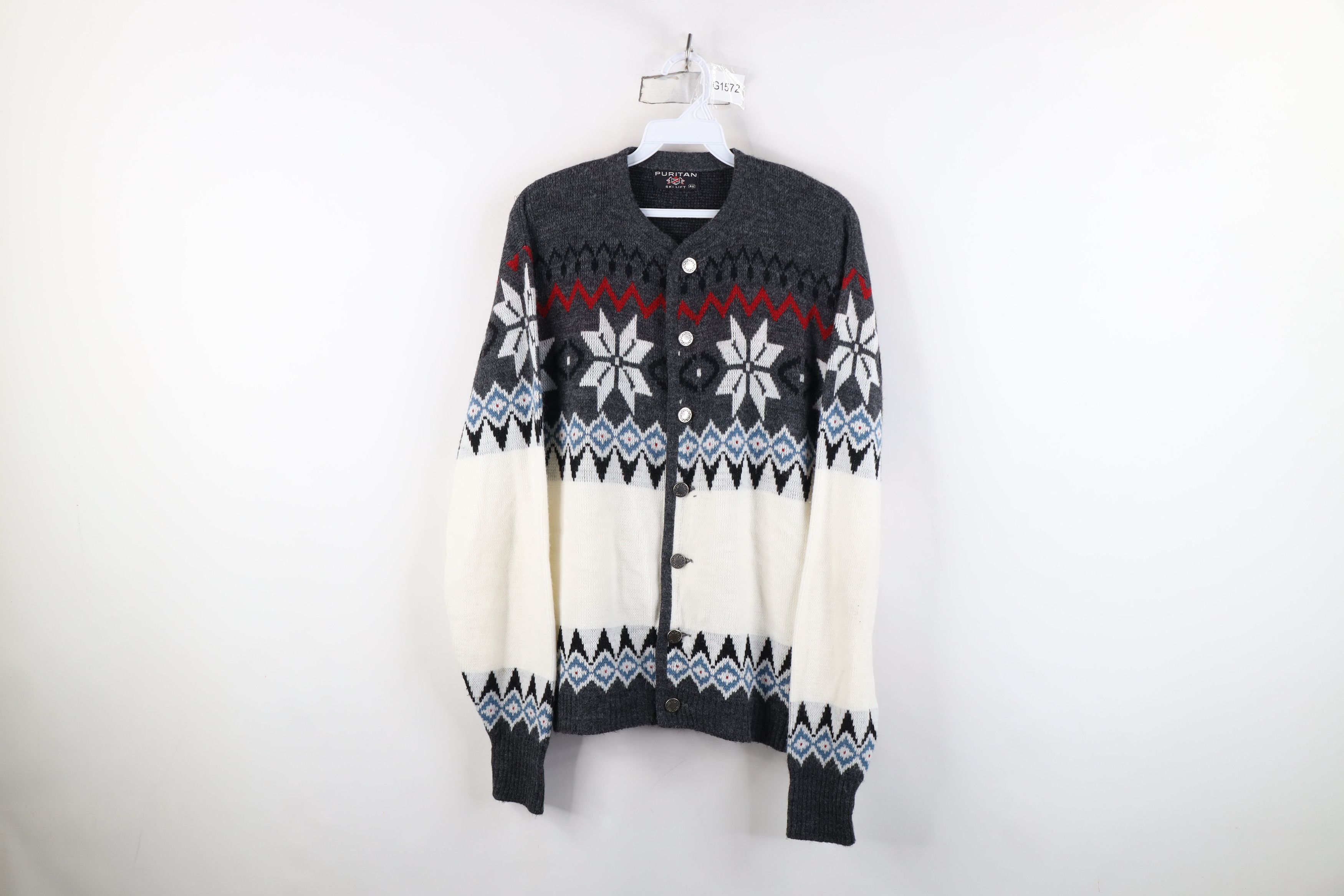 Vintage Vintage 60s 70s Streetwear Skiing Knit Cardigan Sweater USA Size US XXL / EU 58 / 5 - 1 Thumbnail