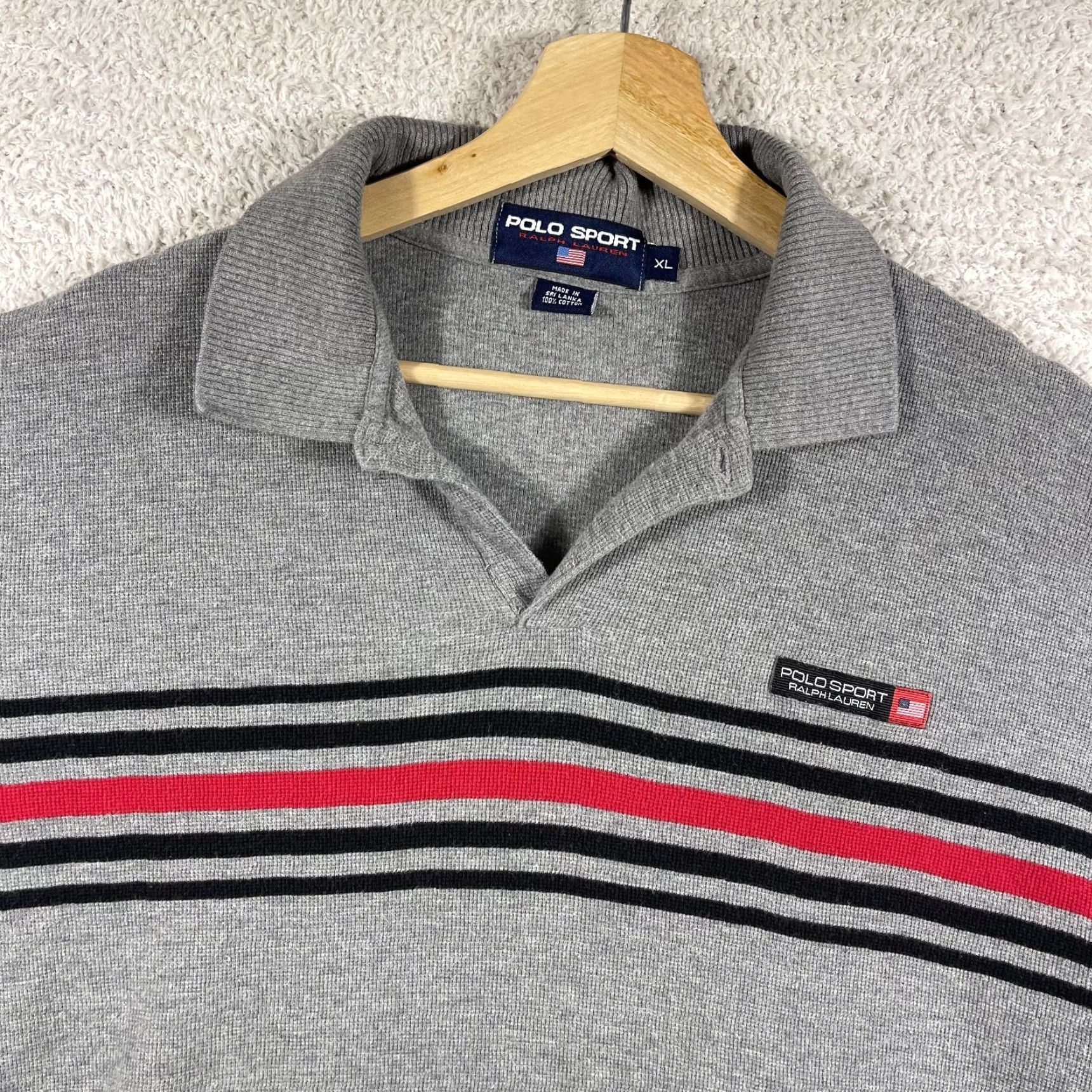 Vintage VINTAGE Polo Sport Knit Polo Shirt Mens XL Gray Striped 90s Y2K Ralph Lauren Polo Shirt Size US XL / EU 56 / 4 - 2 Thumbnail