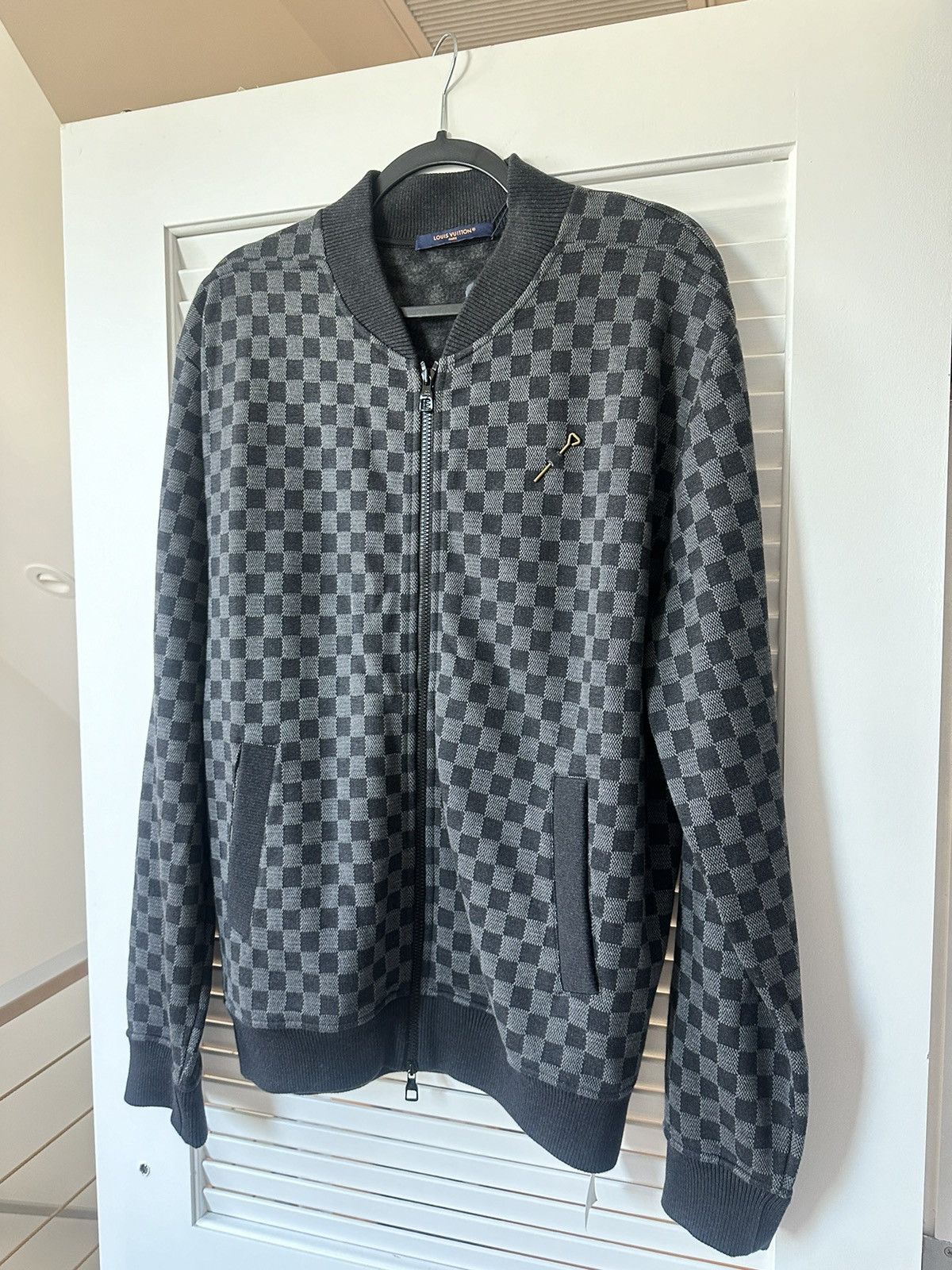 Louis Vuitton Louis Vuitton Damier Black/Gray Jacquard Zip-up Bomber Size US XL / EU 56 / 4 - 5 Thumbnail