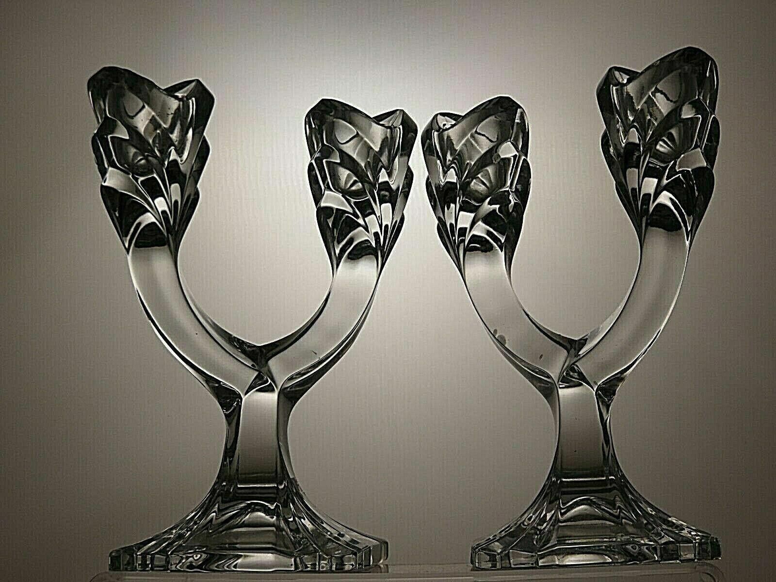 The Unbranded Brand Crystal Set Of 2 Cut Candle Holders Candlesticks 6 3/4" Size ONE SIZE - 6 Thumbnail