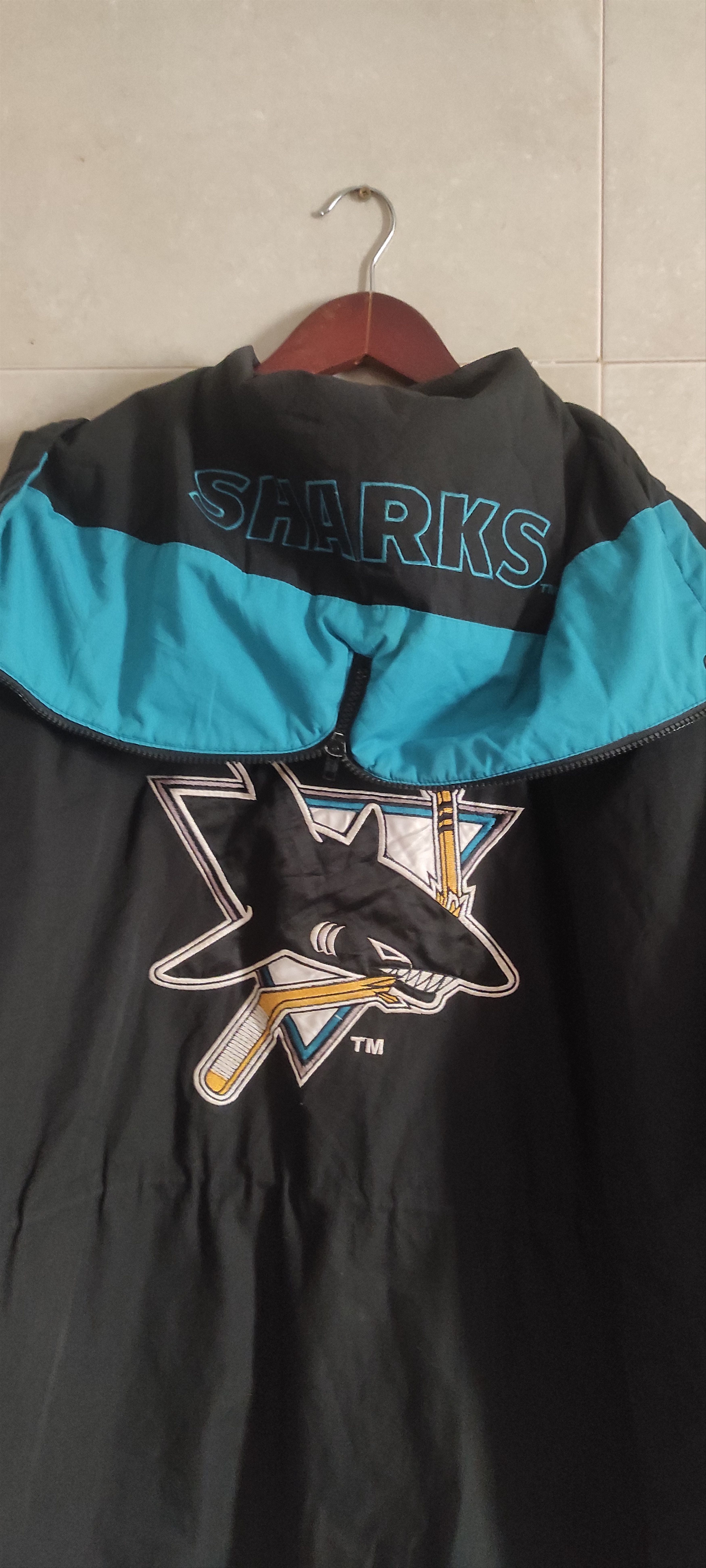 NHL × Vintage Vtg San Jose Sharks Hooded Bomber Parka Hockey Jacket Size US XL / EU 56 / 4 - 8 Thumbnail
