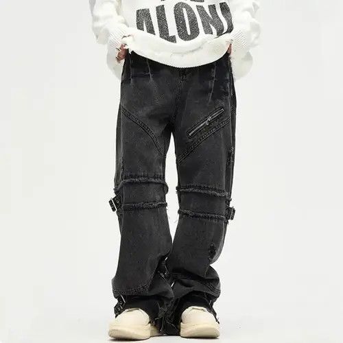 Japanese Brand × Jean Black Gothic Pants Wide Leg Baggy Jeans Size US 30 / EU 46 - 1 Thumbnail
