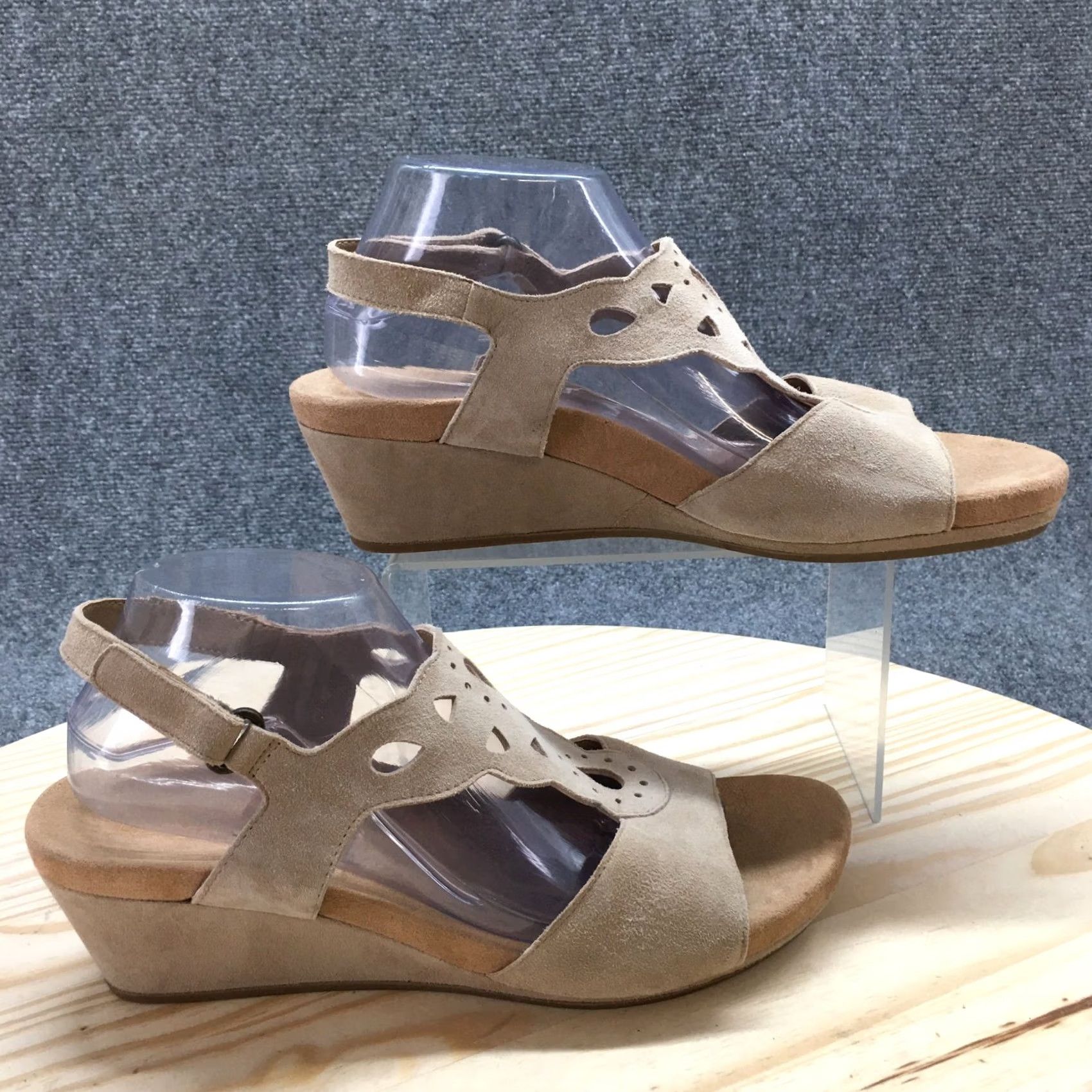 Vintage Bjorndal Sandals Womens 11 Susie Slingback Wedge Heels Comfort Brown Suede Sandals Womens 11 Brown Slingback Wedge Heel Suede Comfort Size US 11 / IT 41 - 2 Thumbnail