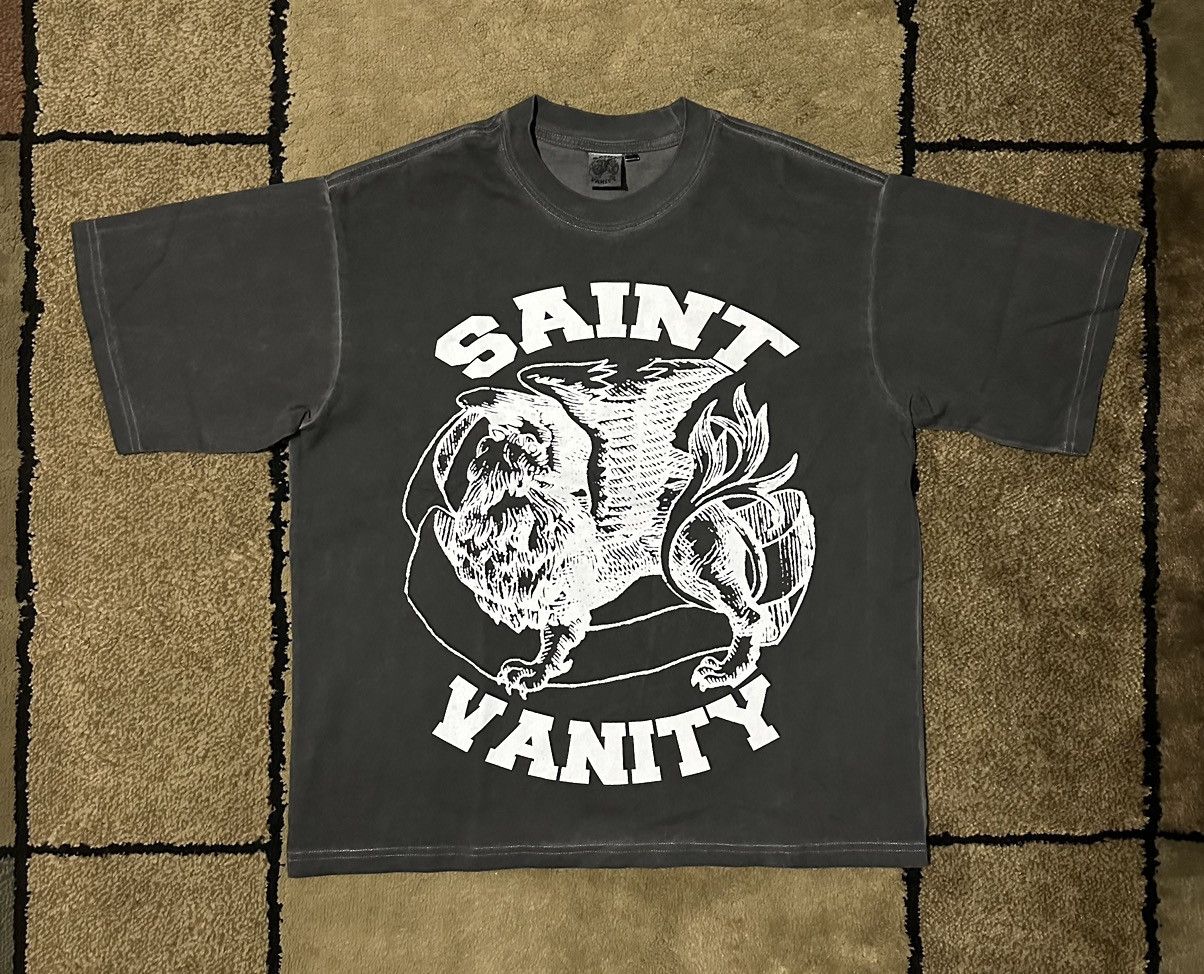Saint Vanity Grey and White Saint Vanity T-Shirt (SMALL)