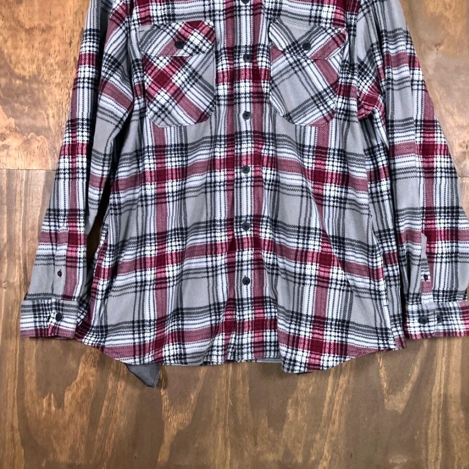 Wrangler Wrangler Authentics Mens Shirt Gray Red Plaid Fleece Collared Button-Down XL Size US XL / EU 56 / 4 - 3 Thumbnail