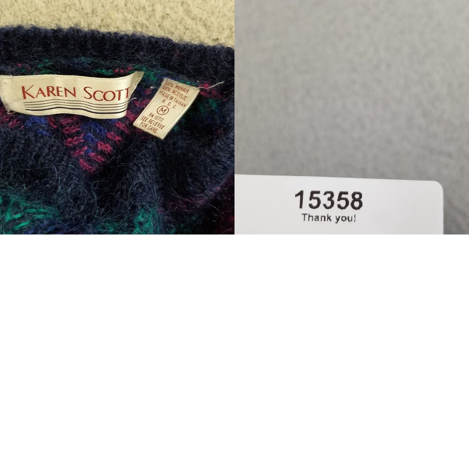Vintage VINTAGE Karen Scott Mohair Sweater Medium Purple Blue Chunky-Knit Geometric 80s Boho Womens Size M / US 6-8 / IT 42-44 - 8 Thumbnail