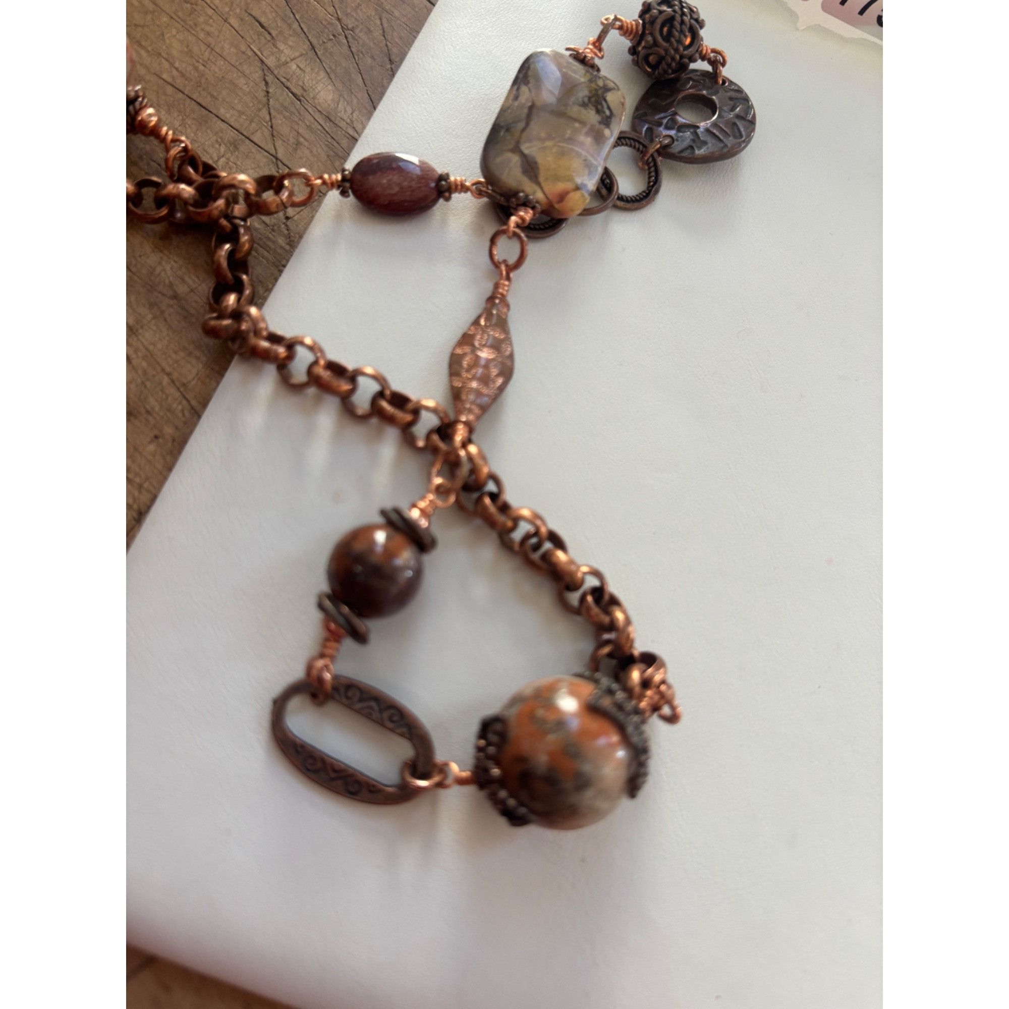 Other Handcrafted Copper Chain Necklace With Multicolored Gemstone Size ONE SIZE - 8 Thumbnail