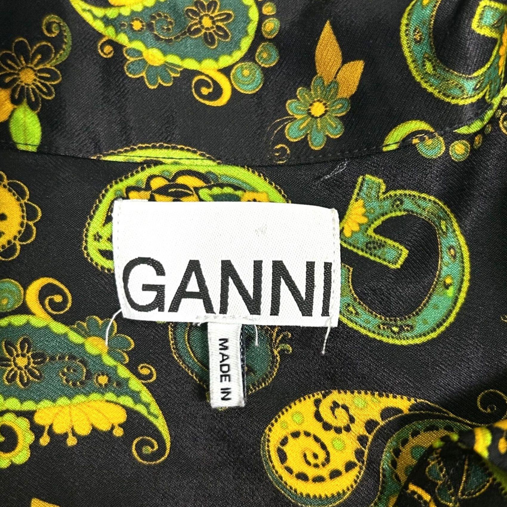 Ganni VINTAGE GANNI Blouse Shirt Womens 36 Black Paisley Button Down Long Sleeve Smiley Face Size S / US 4 / IT 40 - 5 Thumbnail