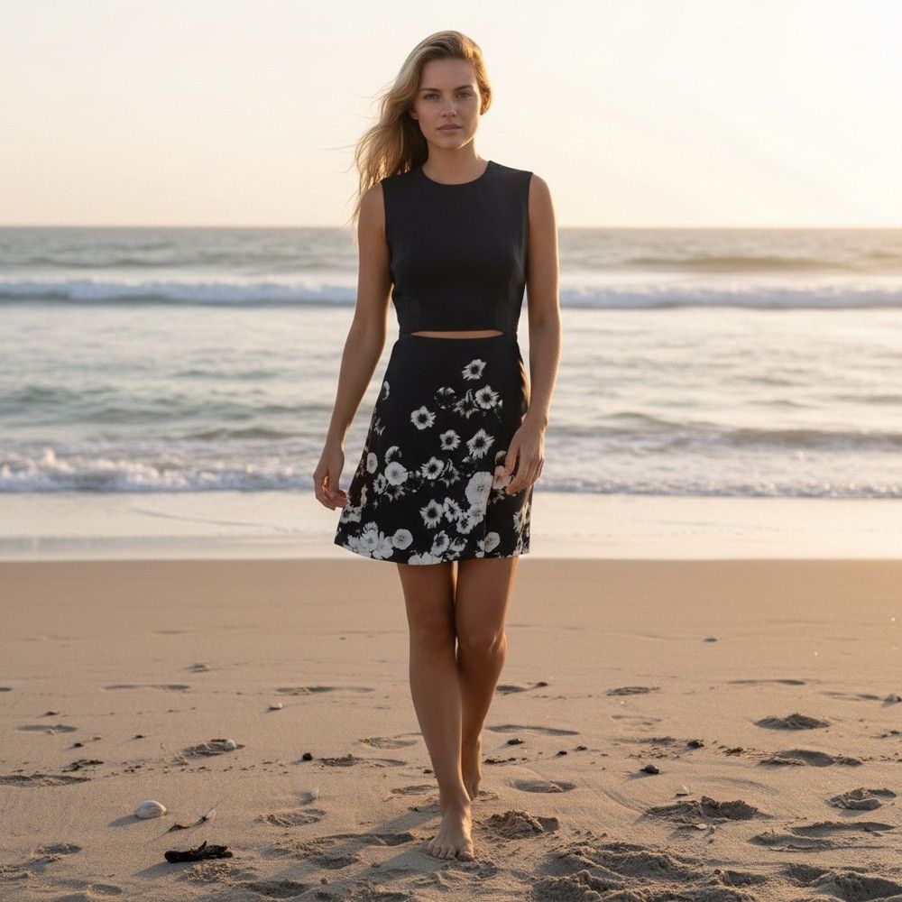 Other LOVER Black Floral Cutout Viscose Sleeveless Mini Dress Siz Size XS / US 0-2 / IT 36-38 - 1 Thumbnail