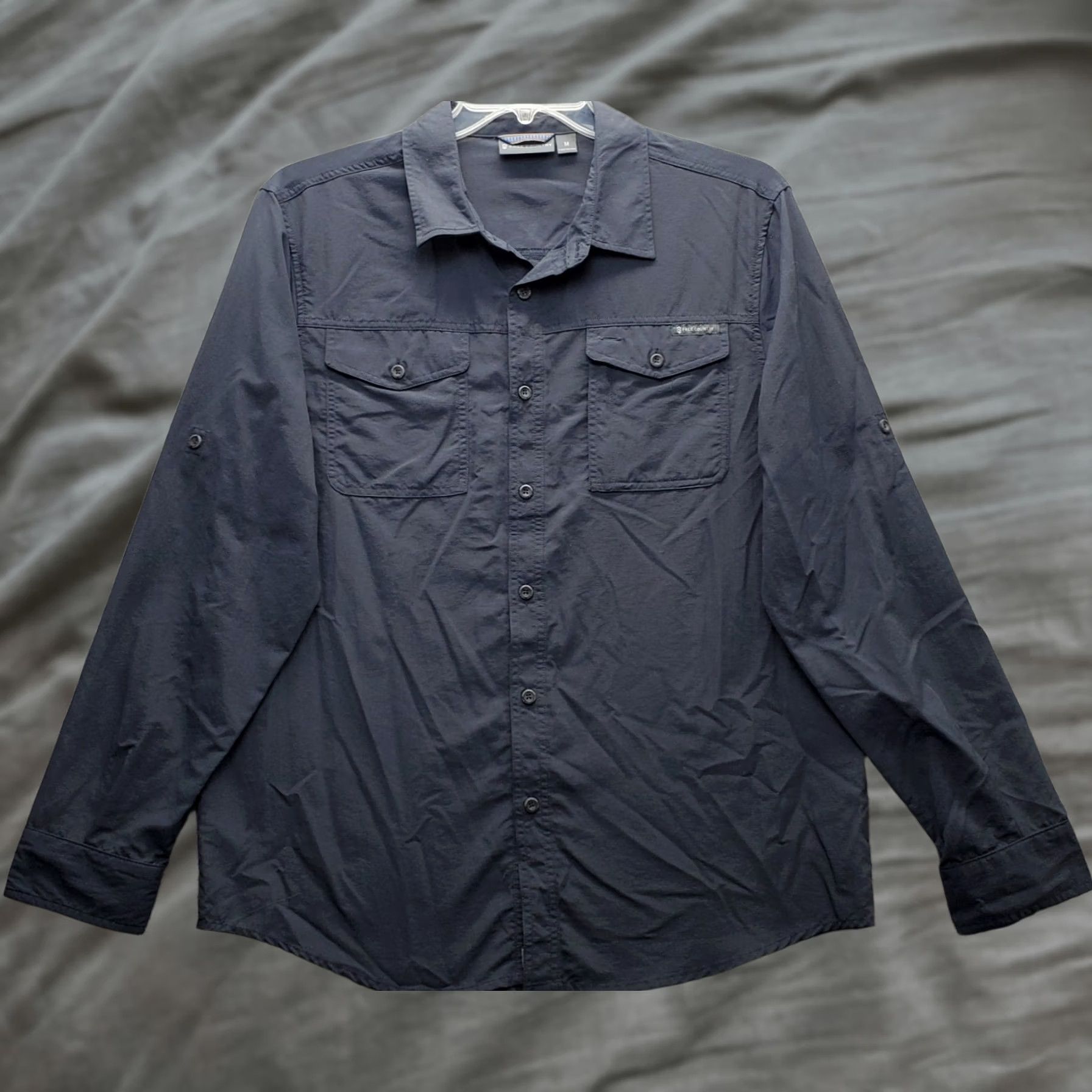 Free Country Free Country Shirt Mens Size M Button Up Gray Chest Pocket Long Sleeve Crew Collared Outdoor Casual Size US M / EU 48-50 / 2 - 1 Thumbnail