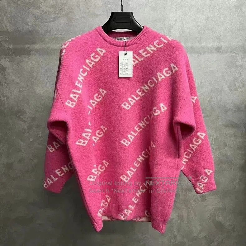 Balenciaga Balenciaga Pink Logo Print Crewneck Sweater. Size US S / EU 44-46 / 1 - 1 Thumbnail