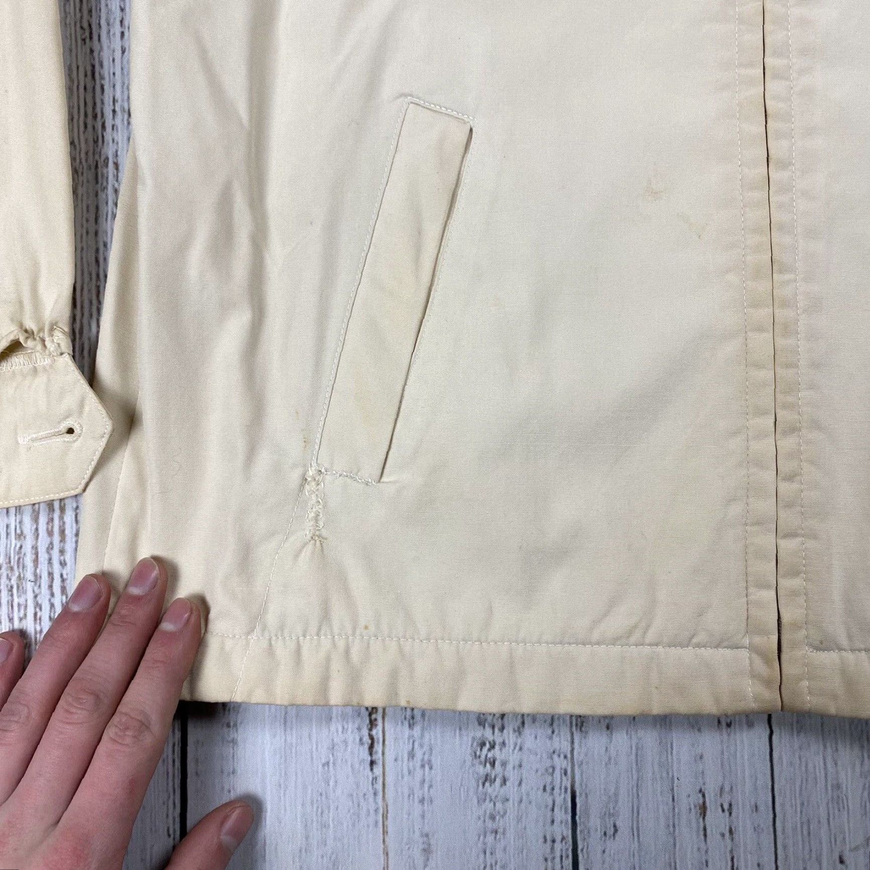 Vintage VINTAGE 1960s Puritan Womens Ivory GABARDINE Lightweight Windbreaker Jacket M/L Girls Size M / US 6-8 / IT 42-44 - 4 Thumbnail