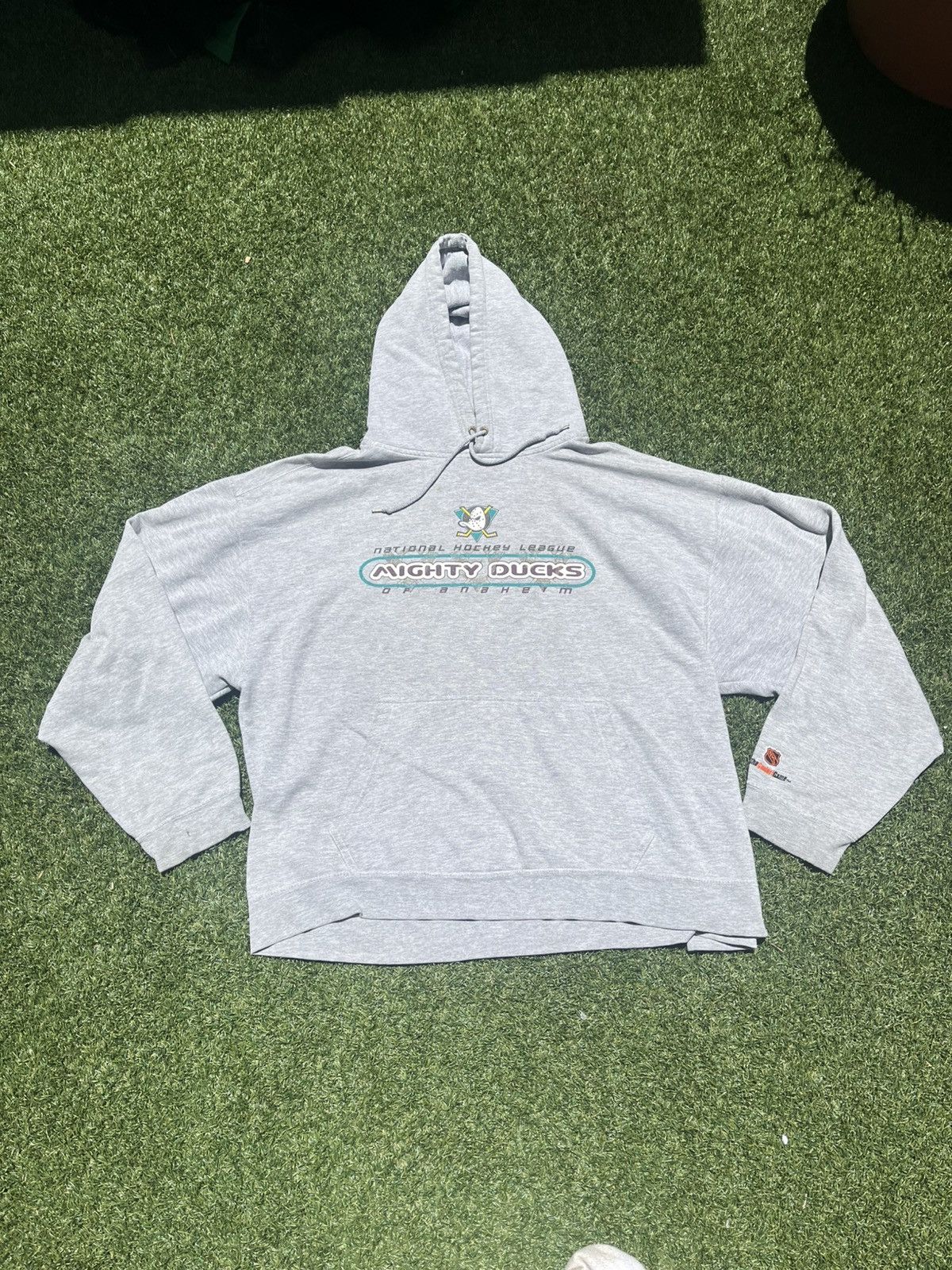 NHL × Vintage VTG 90’s Mighty Ducks of Anaheim Grey NHL Hoodie Size US XL / EU 56 / 4 - 1 Thumbnail