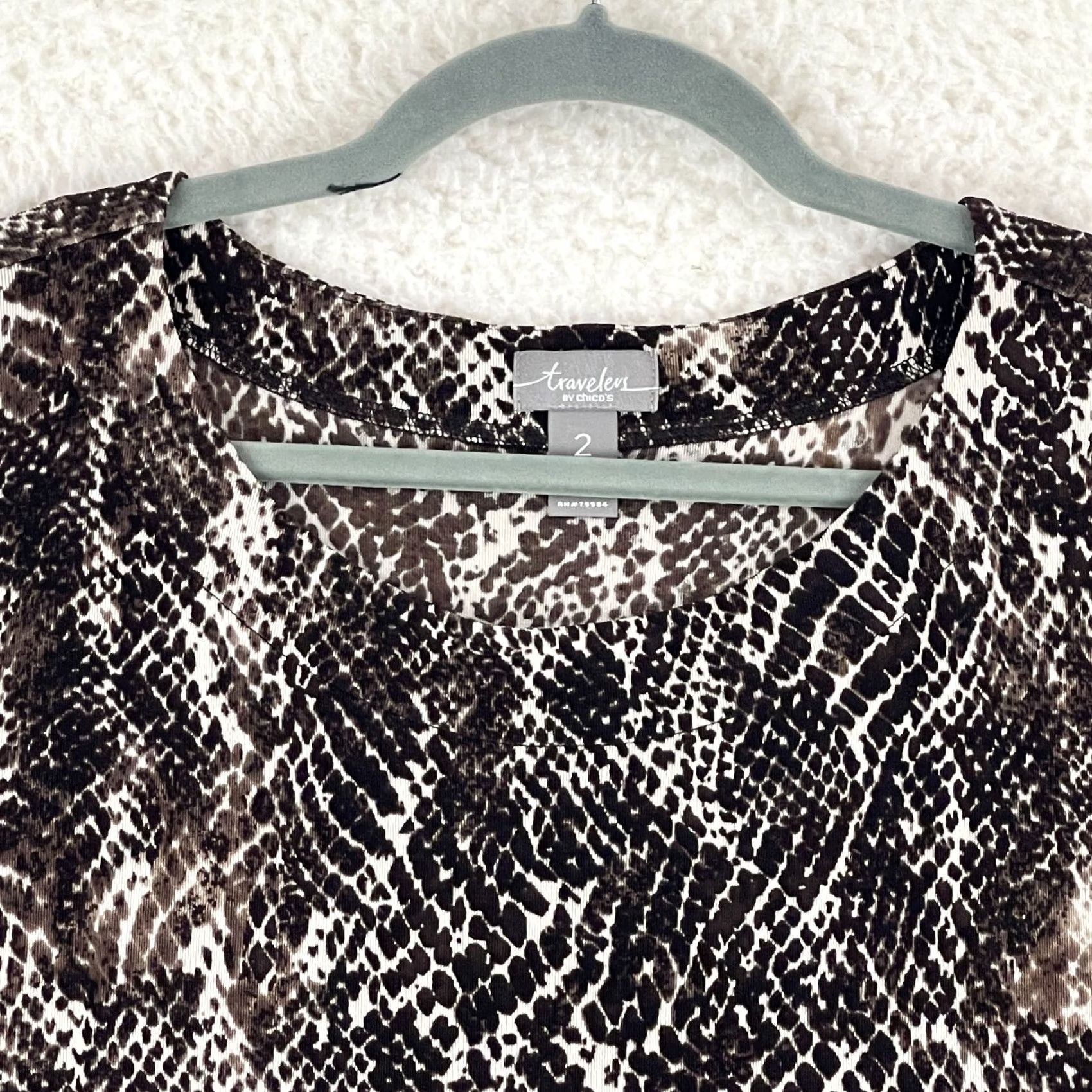 Vintage Chico's Brown Animal Print Shirt Womens 3/4 Sleeve Side Tie Pullover Size Large Size L / US 10 / IT 46 - 3 Thumbnail