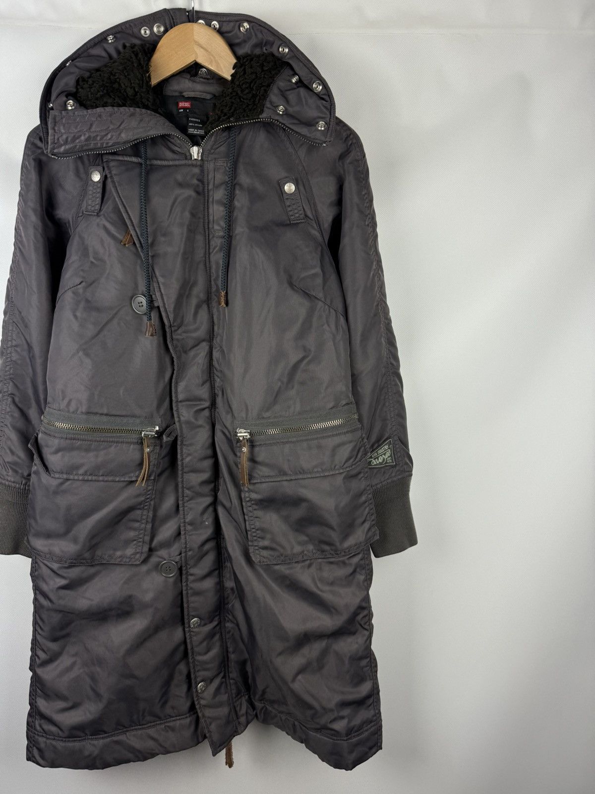 Diesel × Vintage Diesel Vintage Ladies Y2K Nylon Hooded Parka Jacket Size S Size S / US 4 / IT 40 - 3 Thumbnail