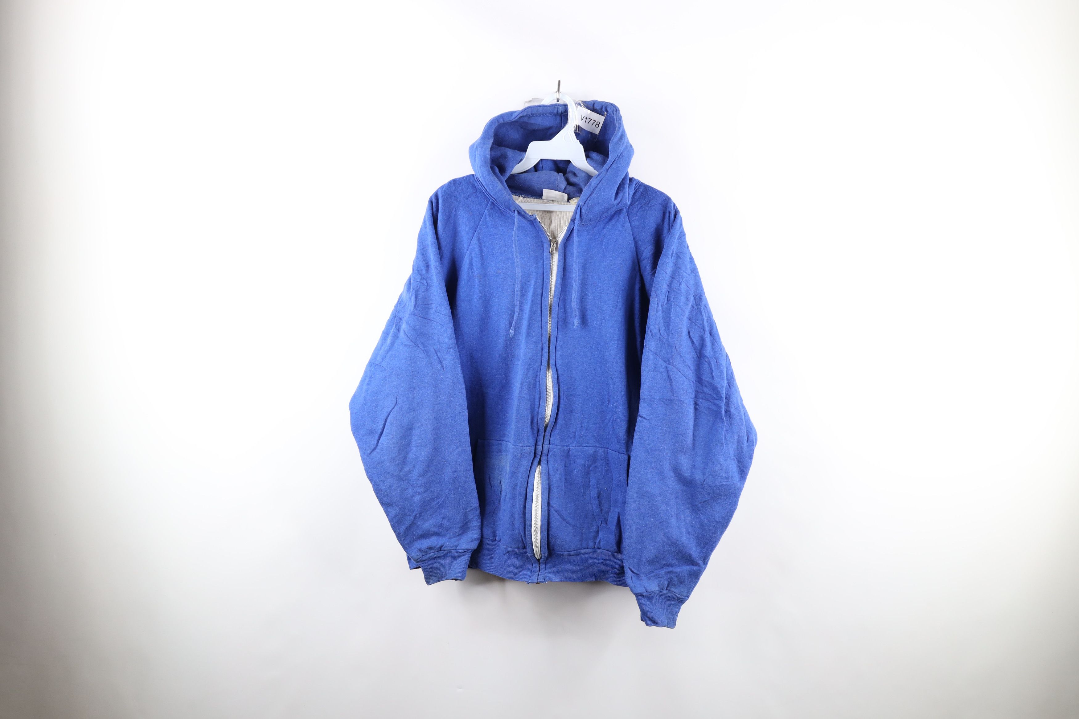 Vintage Vintage 90s Streetwear Waffle Knit Lined Full Zip Hoodie Size ONE SIZE - 1 Thumbnail
