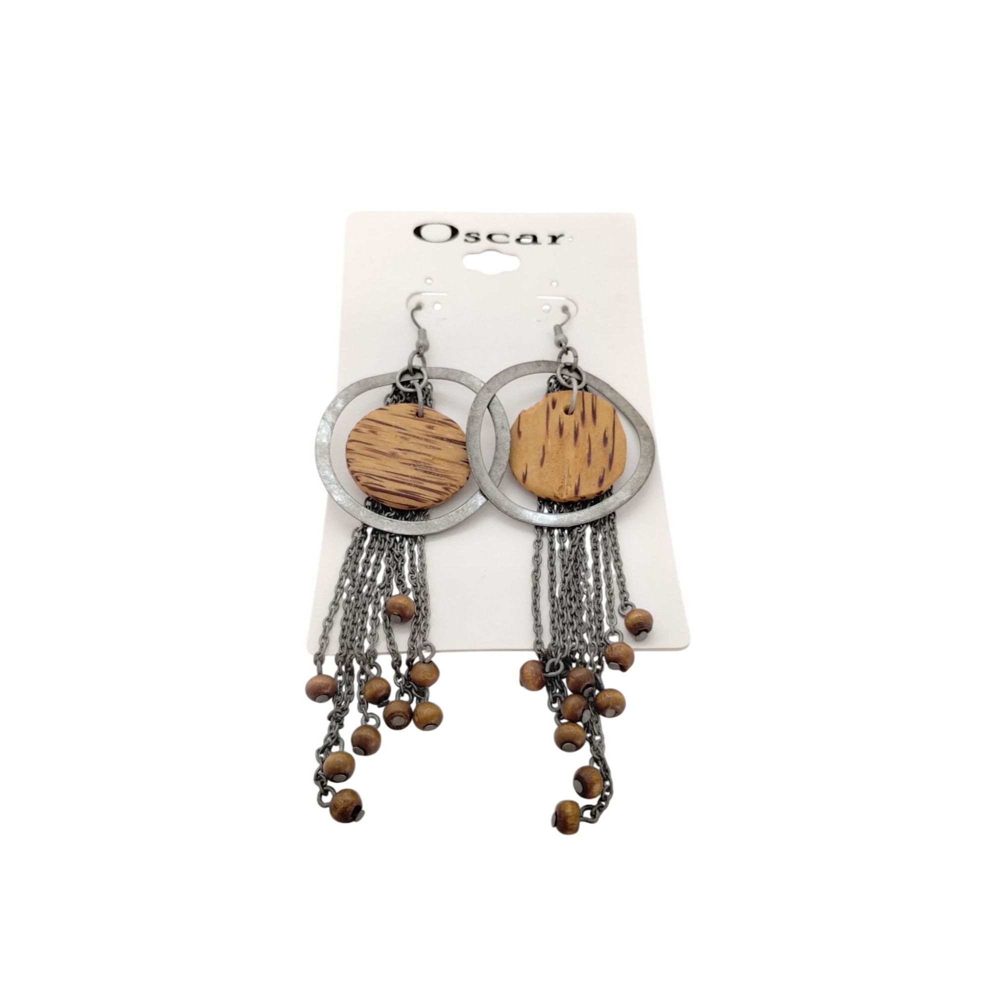 Other Oscar Dangle Earrings With Wooden Accents and Chain Tassels Size ONE SIZE - 2 Thumbnail