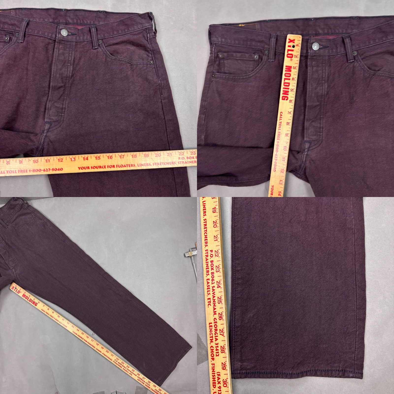 Levi's Levis 501 Jeans Mens 36x30 Burgundy Button Fly Dark Denim Pants Work Tag38x32 Size US 38 / EU 54 - 9 Thumbnail